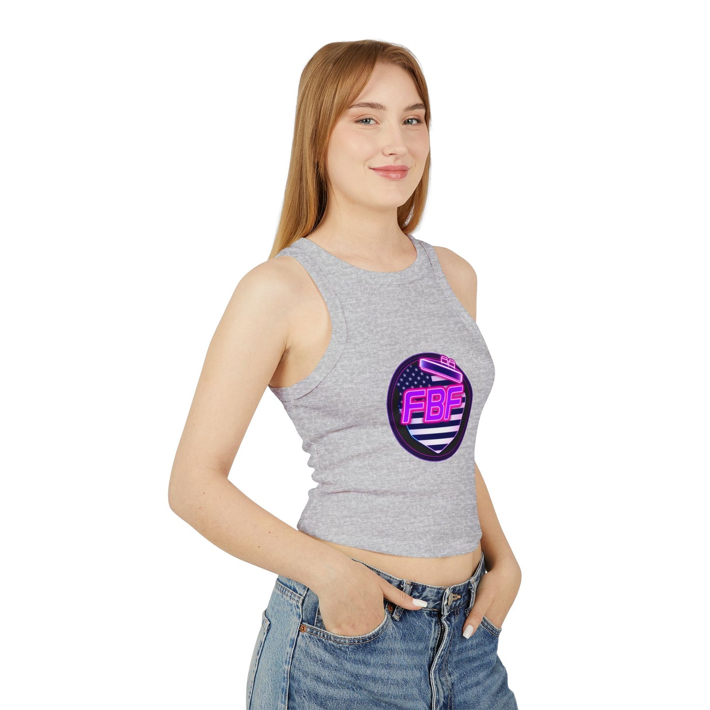 FBF Women's Micro Rib Racer Tank Top, Summer Top, Athletic Wear, Casual Outfit, Gift for Her, Workout Apparel