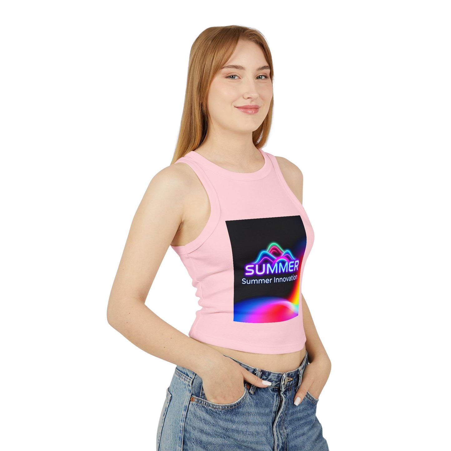 Stylish Summer Racer Tank Top, Trendy Crop Top, Fashionable Sleeveless Shirt, Summer Vibes, Women's Casual Wear, Gift for Her