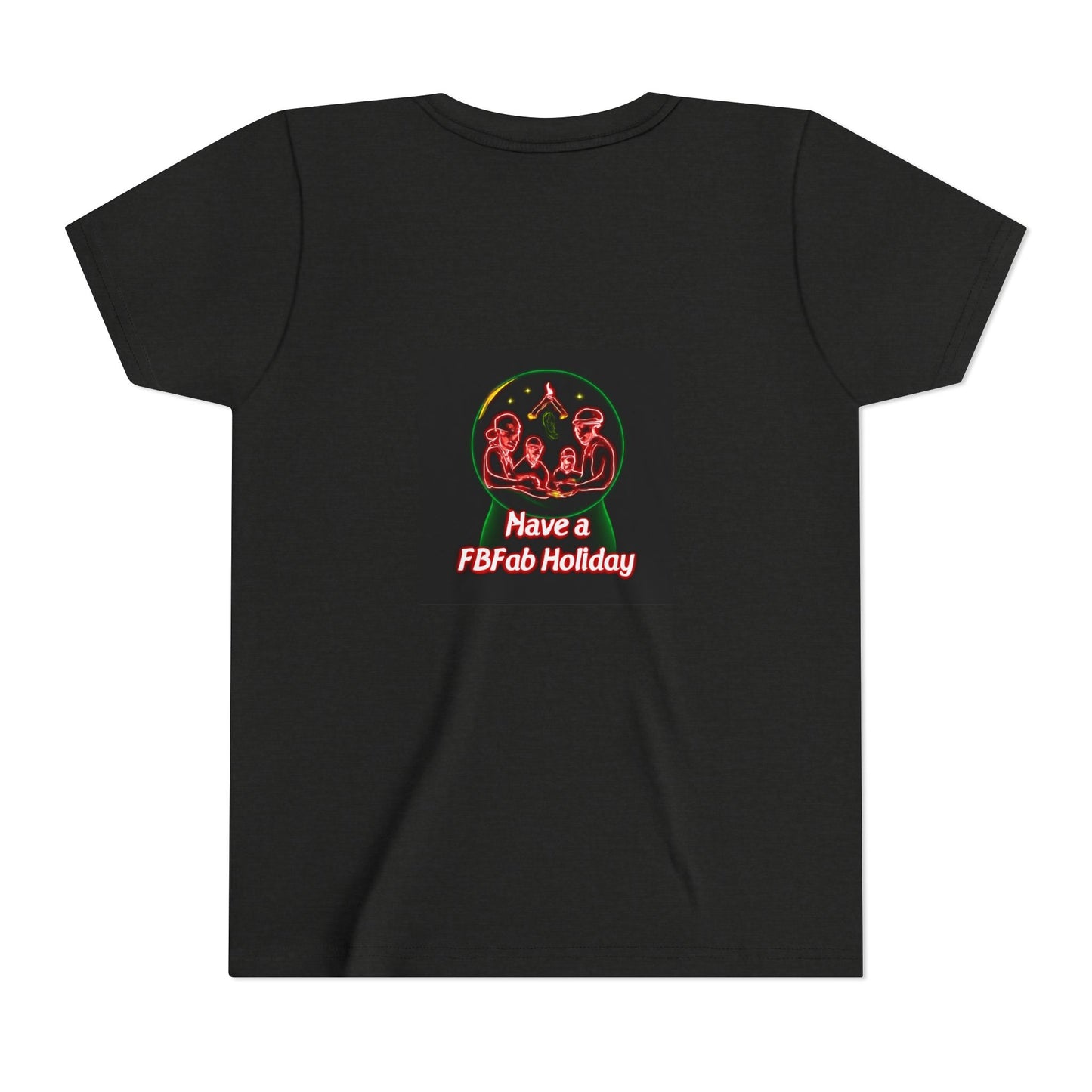 Youth Christmas Short Sleeve Tee, Holiday Tee, Xmas Gift for Kids, Fun Tee for Celebrations, Winter Festive Shirt