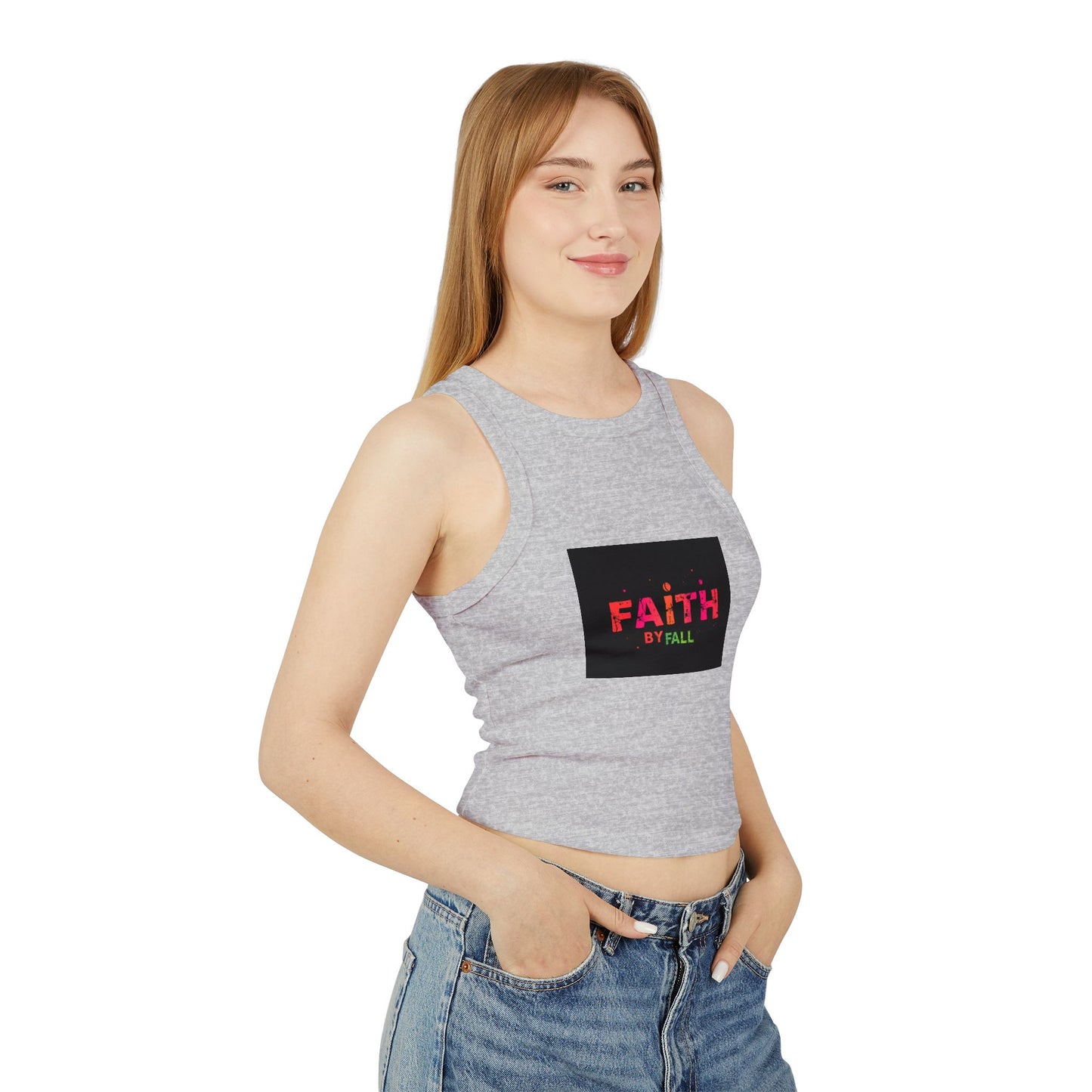 Faith by Fall Women's Micro Rib Racer Tank Top, Inspirational Summer Top, Motivational Crop Tank, Faith Apparel, Gift for Her, Casual Wear