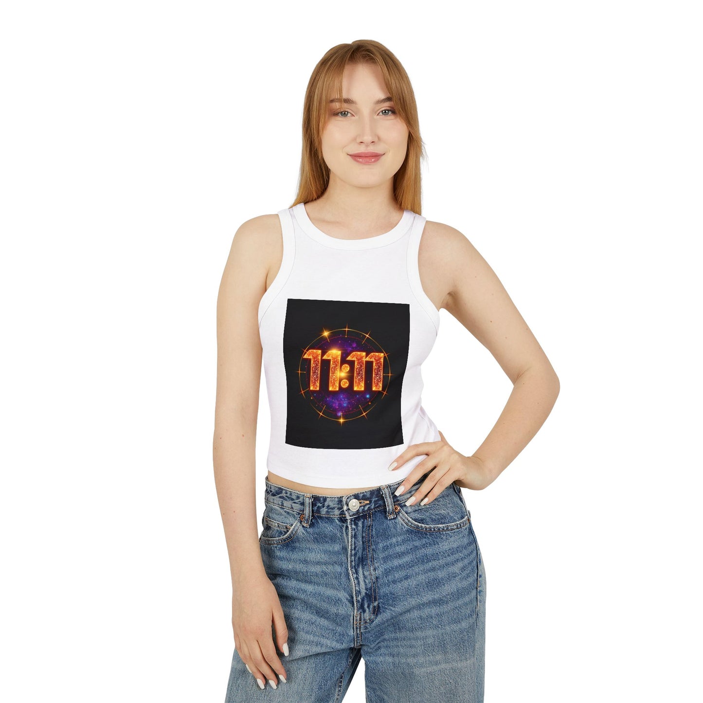 11:11 Women's Micro Rib Racer Tank Top | Motivational Gift, Yoga Wear, Summer Fashion, Spiritual Reminder, Casual Trend