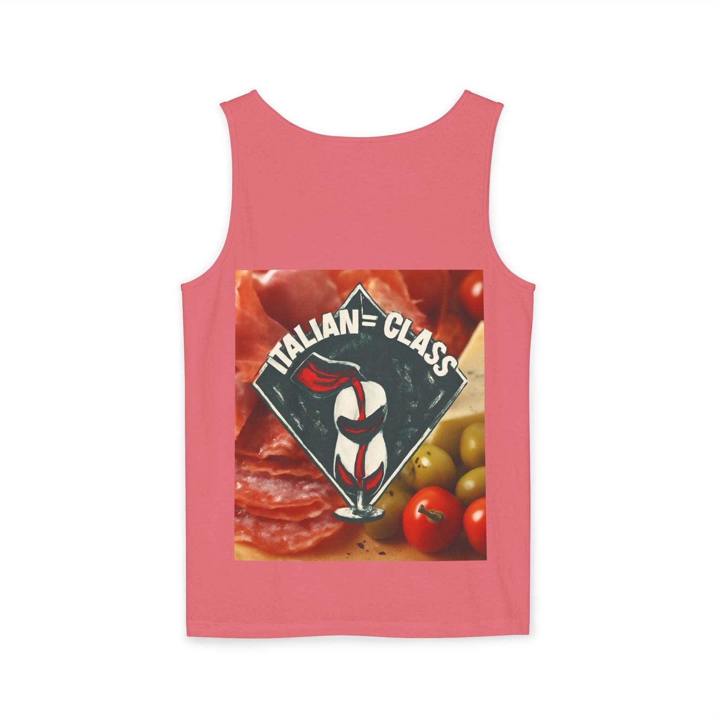 Italian Class Unisex Garment-Dyed Tank Top, Casual Summer Wear, Italian Heritage Gift, Foodie Apparel, Vacation Top