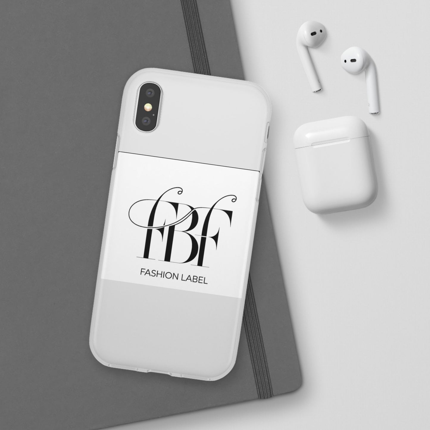 Chic Flexi Phone Case with Fashion Label Design