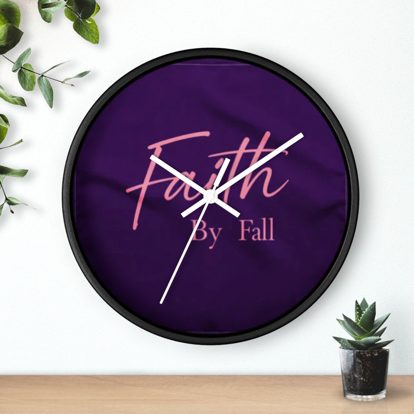 Inspirational Wall Clock - 'Faith By Fall' Purple Decor