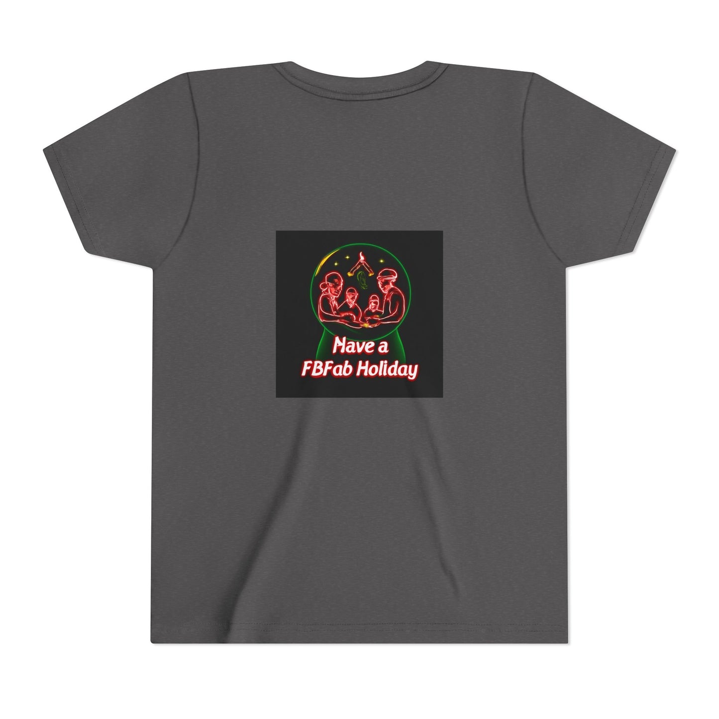 Youth Christmas Short Sleeve Tee, Holiday Tee, Xmas Gift for Kids, Fun Tee for Celebrations, Winter Festive Shirt