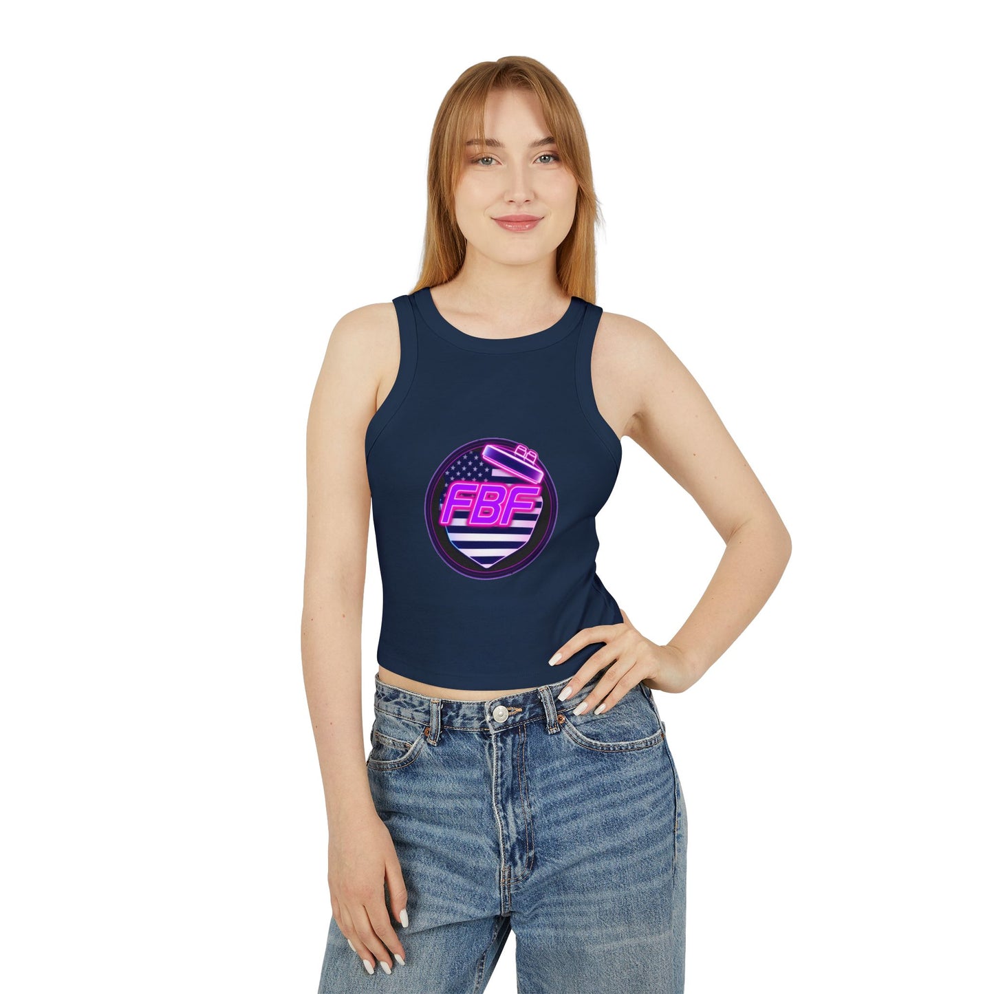 FBF Women's Micro Rib Racer Tank Top, Summer Top, Athletic Wear, Casual Outfit, Gift for Her, Workout Apparel