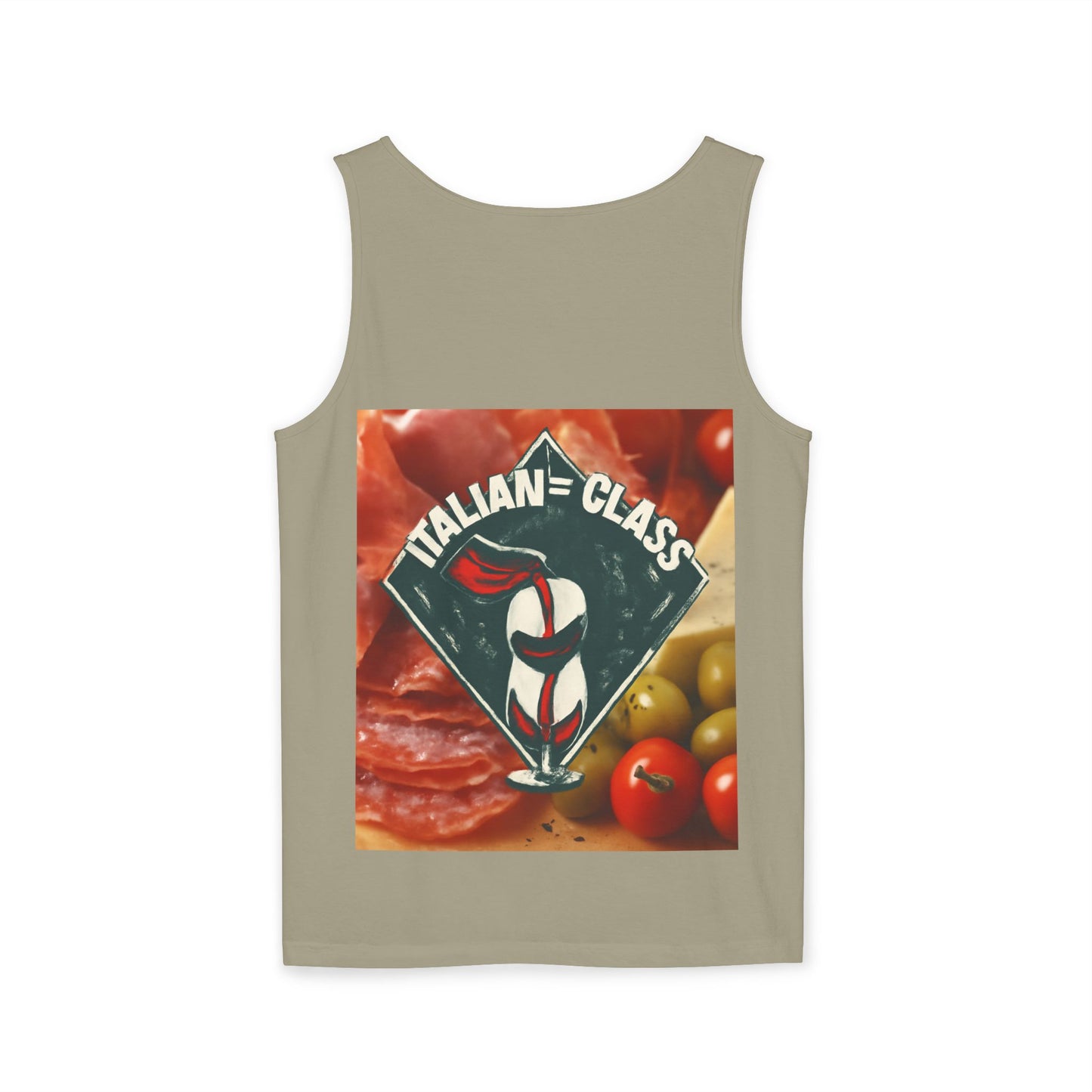 Italian Class Unisex Garment-Dyed Tank Top, Casual Summer Wear, Italian Heritage Gift, Foodie Apparel, Vacation Top