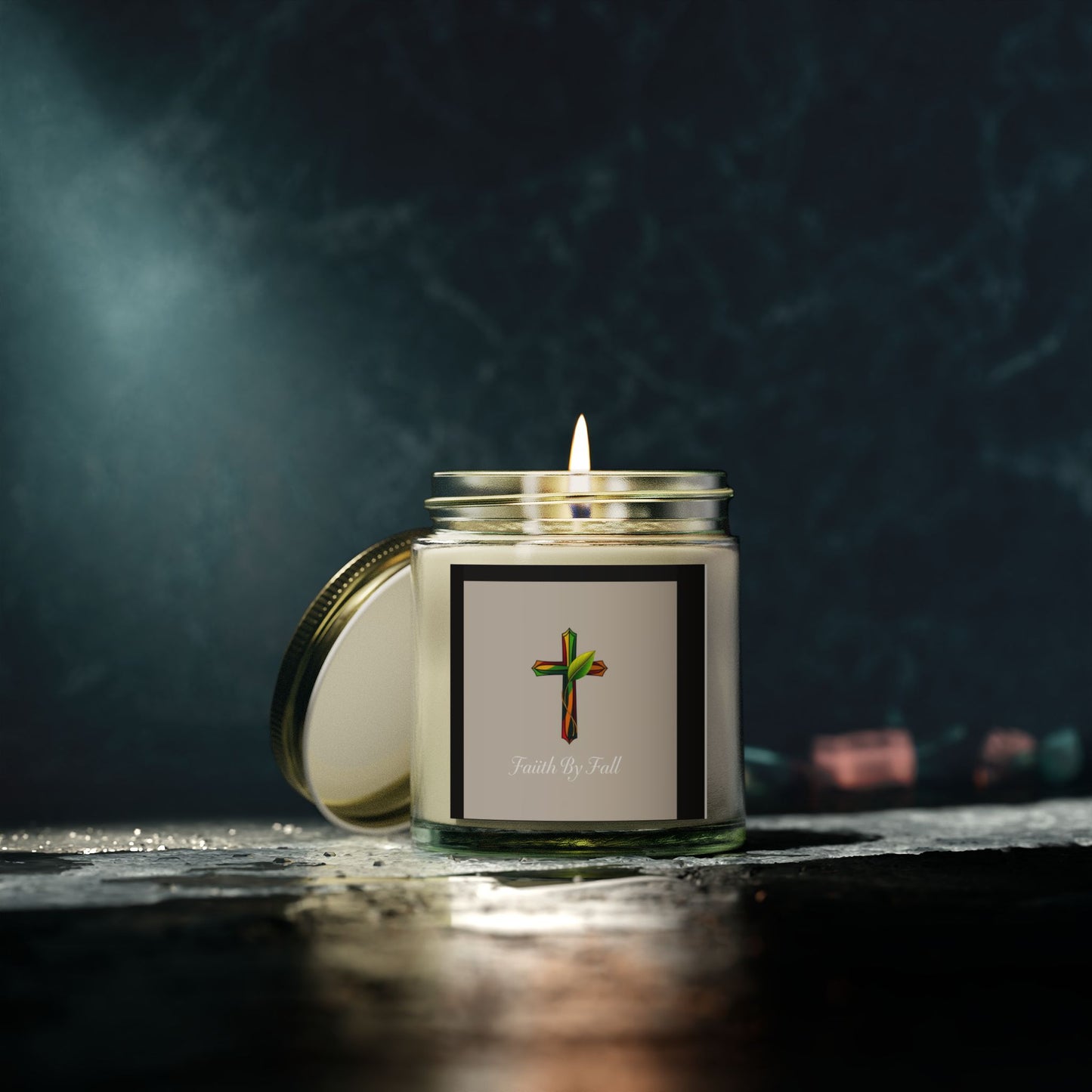 Faith By Fall Scented Candles - Coconut Apricot Wax (4oz, 9oz) - Perfect for Fall Decor and Gifts