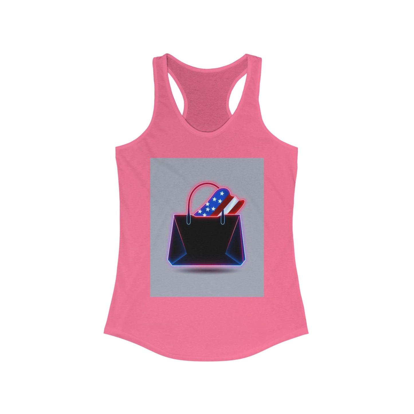 Patriotic Women's Racerback Tank with Stylish Handbag Design, Ideal for Summer, July 4th, Casual Wear, Fitness, Gifts