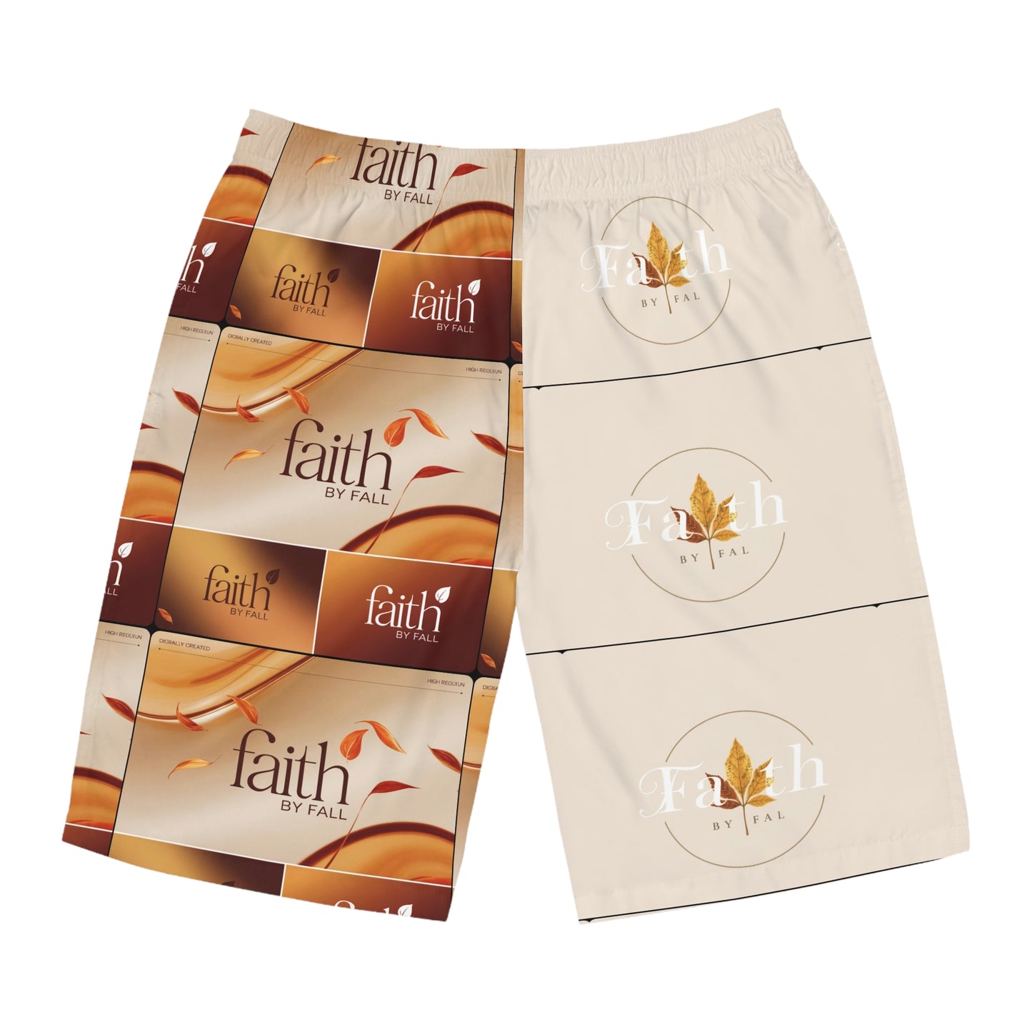 Faith by Fall Men's Board Shorts - Relaxed Beachwear, Summer Style, Gift for Him, Spiritual Vibe, Swimwear, Casual Comfort