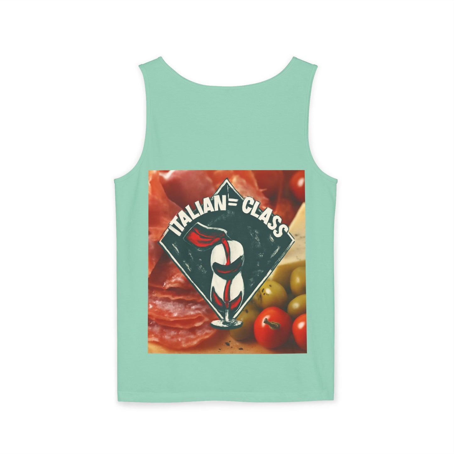 Italian Class Unisex Garment-Dyed Tank Top, Casual Summer Wear, Italian Heritage Gift, Foodie Apparel, Vacation Top