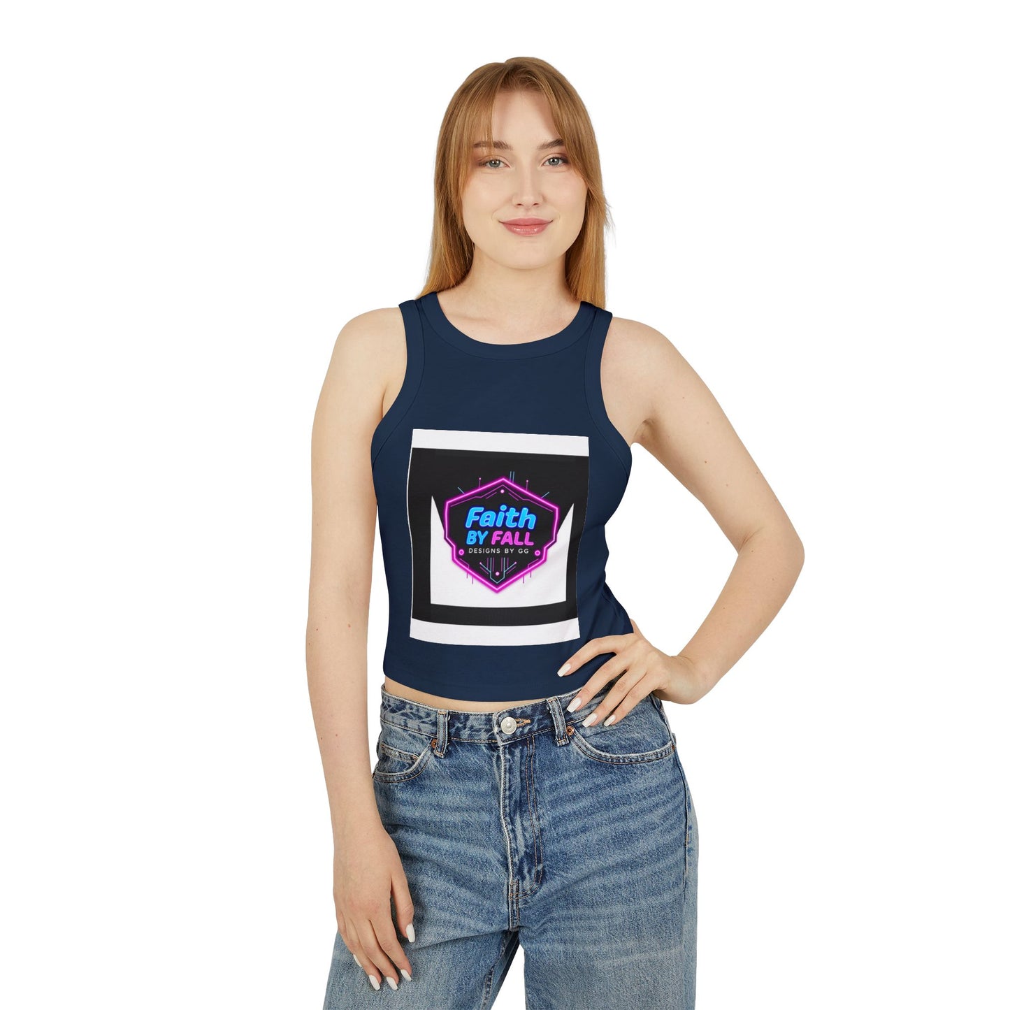 Neon Graphic Racer Tank Top, Faith by Fall, Classy Chic, Trendy Summer Top, Women’s Casual Wear, Stylish Athletic Top, Gift for Her