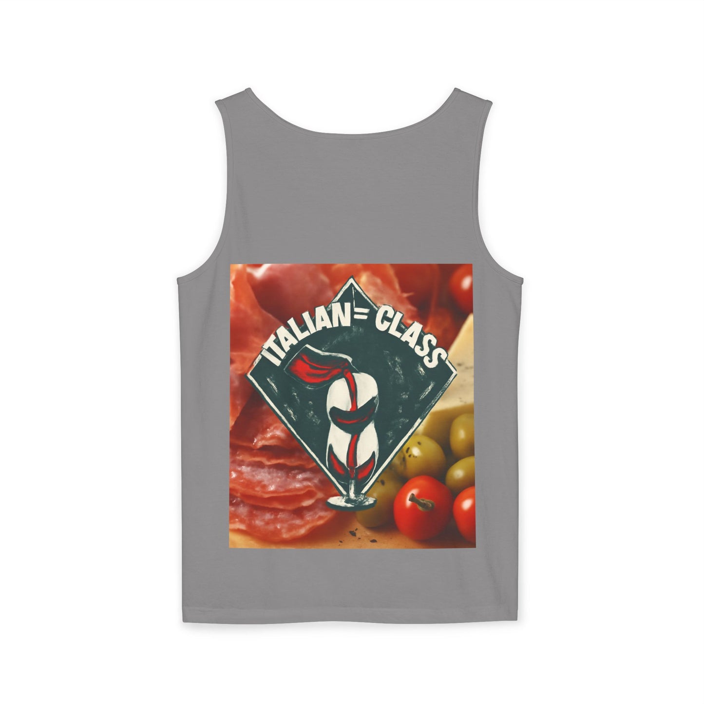 Italian Class Unisex Garment-Dyed Tank Top, Casual Summer Wear, Italian Heritage Gift, Foodie Apparel, Vacation Top