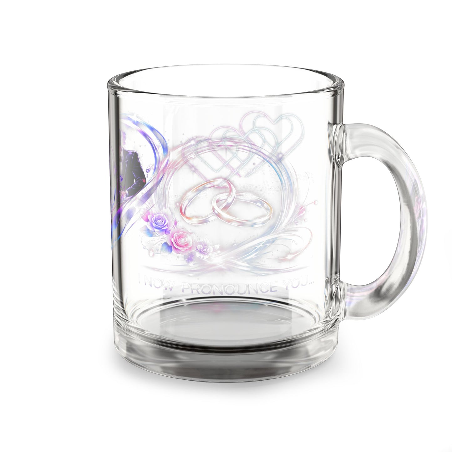 Romantic Couple Heart Glass Mug — 10oz Wedding & Anniversary Coffee Cup