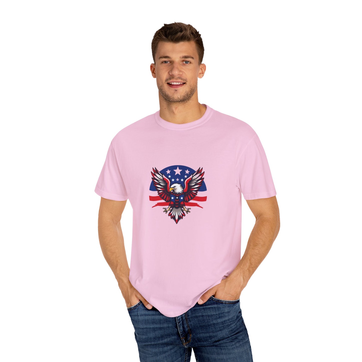 Patriotic T-Shirt with Eagle Graphic | Faith By Flag Tee, Unisex Apparel, Independence Day Shirt, Casual Wear, Gift for Veterans