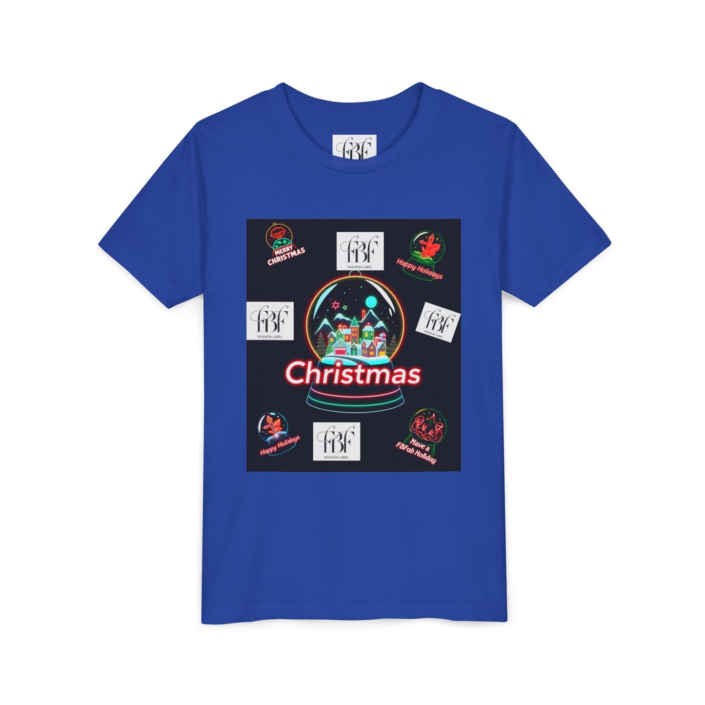 Youth Christmas Short Sleeve Tee, Holiday Tee, Xmas Gift for Kids, Fun Tee for Celebrations, Winter Festive Shirt