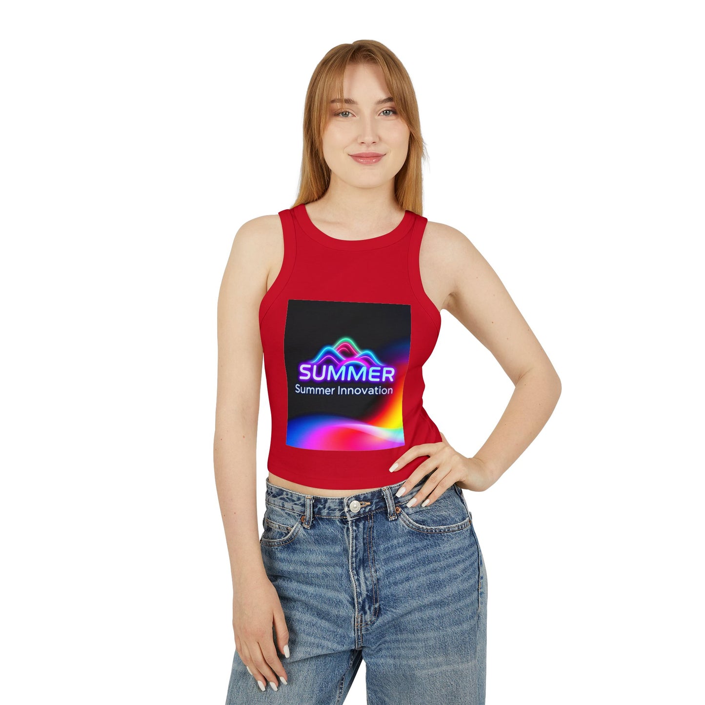 Stylish Summer Racer Tank Top, Trendy Crop Top, Fashionable Sleeveless Shirt, Summer Vibes, Women's Casual Wear, Gift for Her