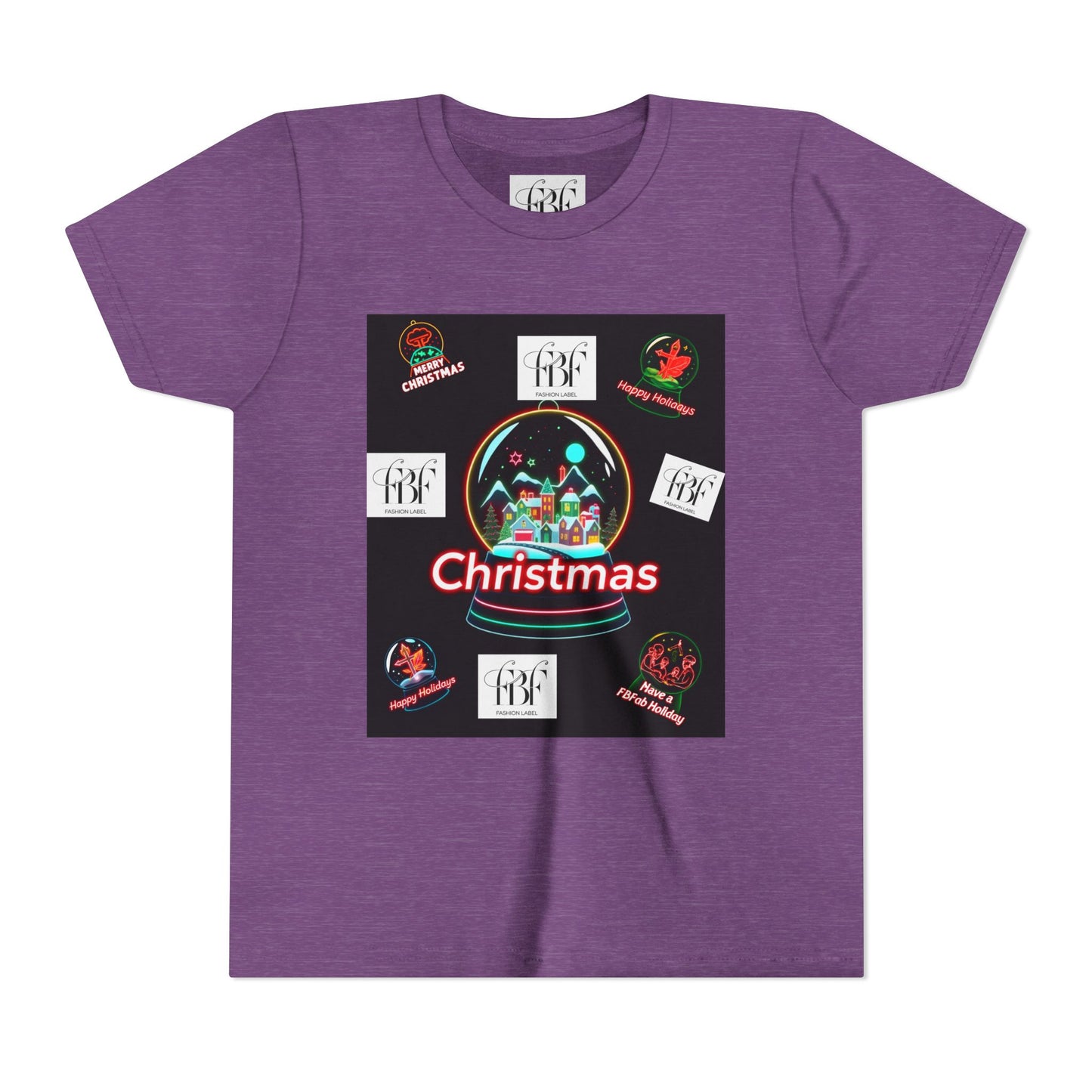 Youth Christmas Short Sleeve Tee, Holiday Tee, Xmas Gift for Kids, Fun Tee for Celebrations, Winter Festive Shirt