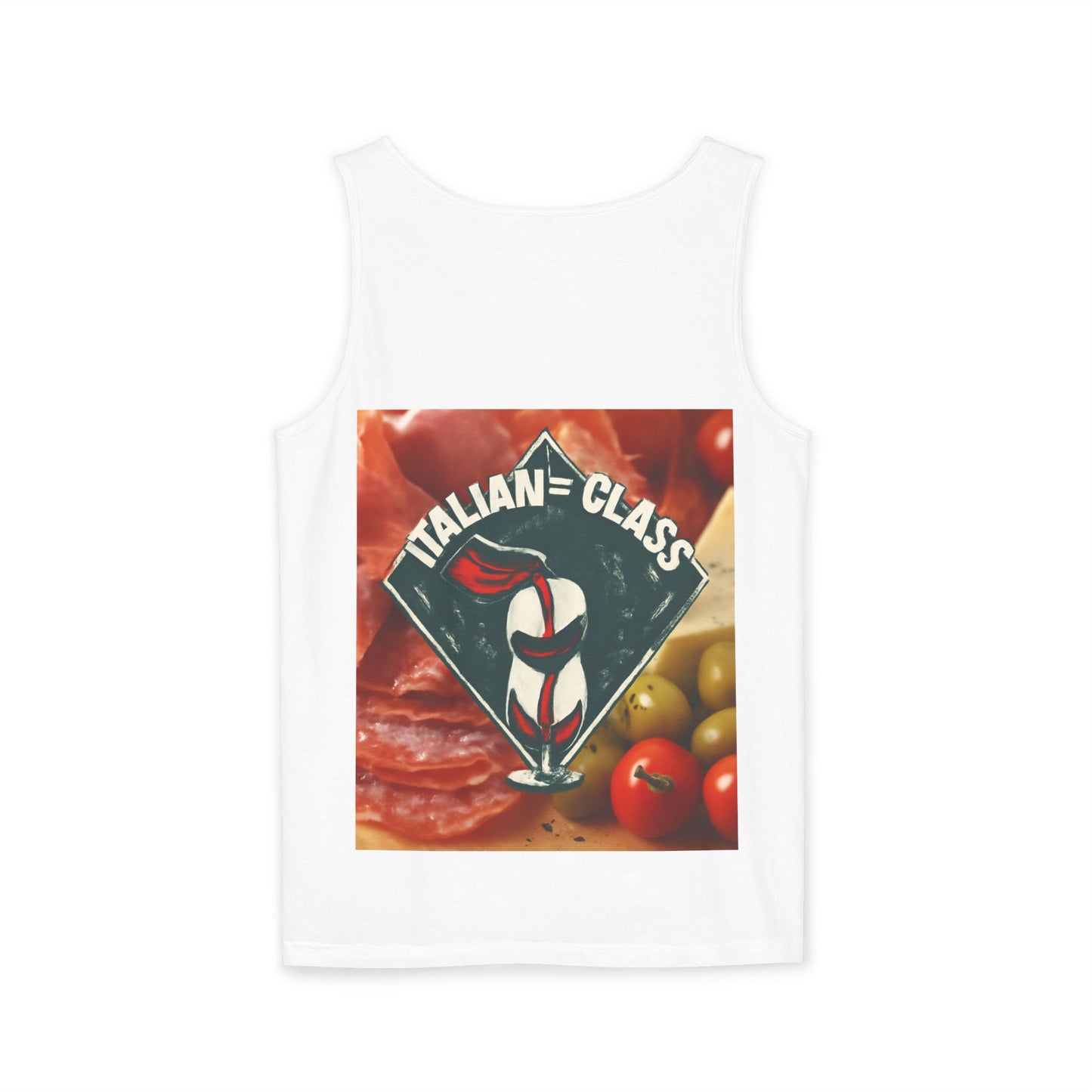 Italian Class Unisex Garment-Dyed Tank Top, Casual Summer Wear, Italian Heritage Gift, Foodie Apparel, Vacation Top