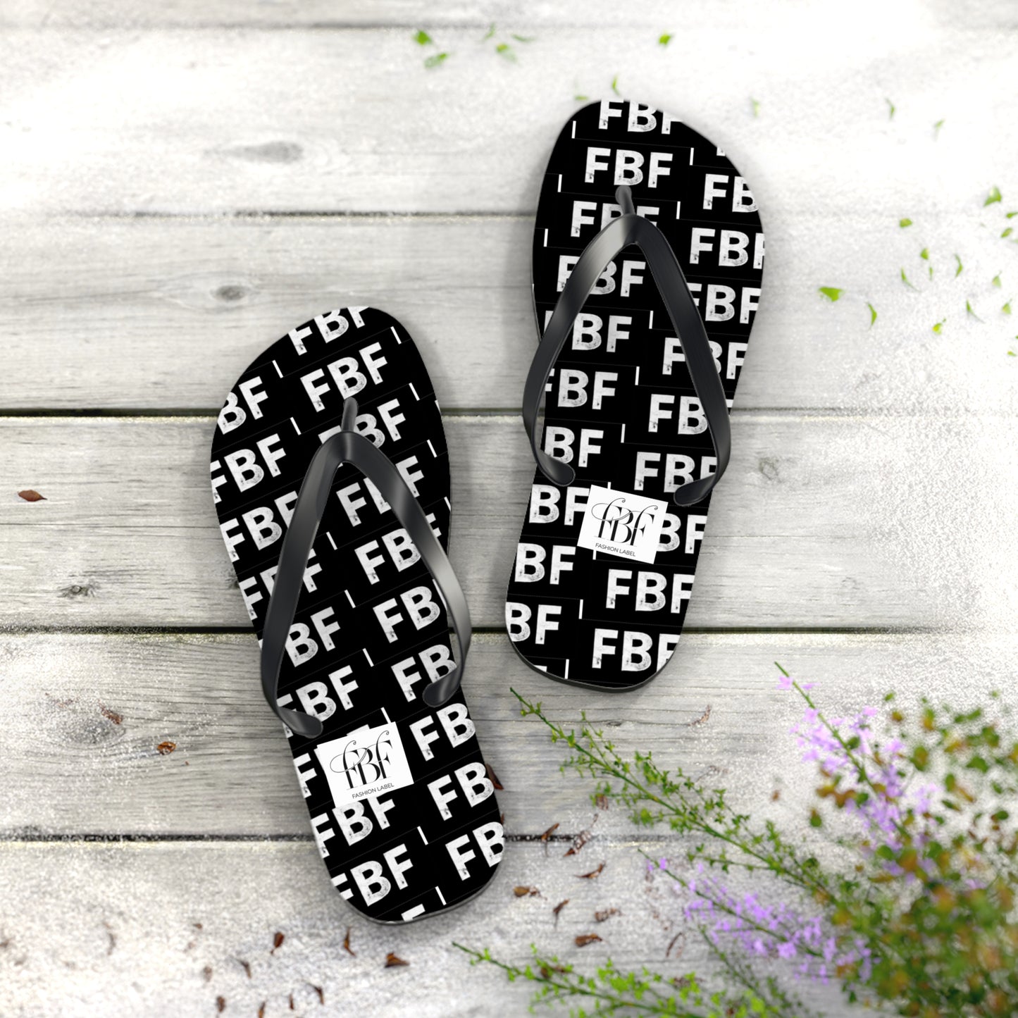 Trendy Flip Flops with FBF Print - Summer Vacation Footwear, Beach Wear, Casual Sandals, Gift for Sun Lovers, Stylish Pool Slides