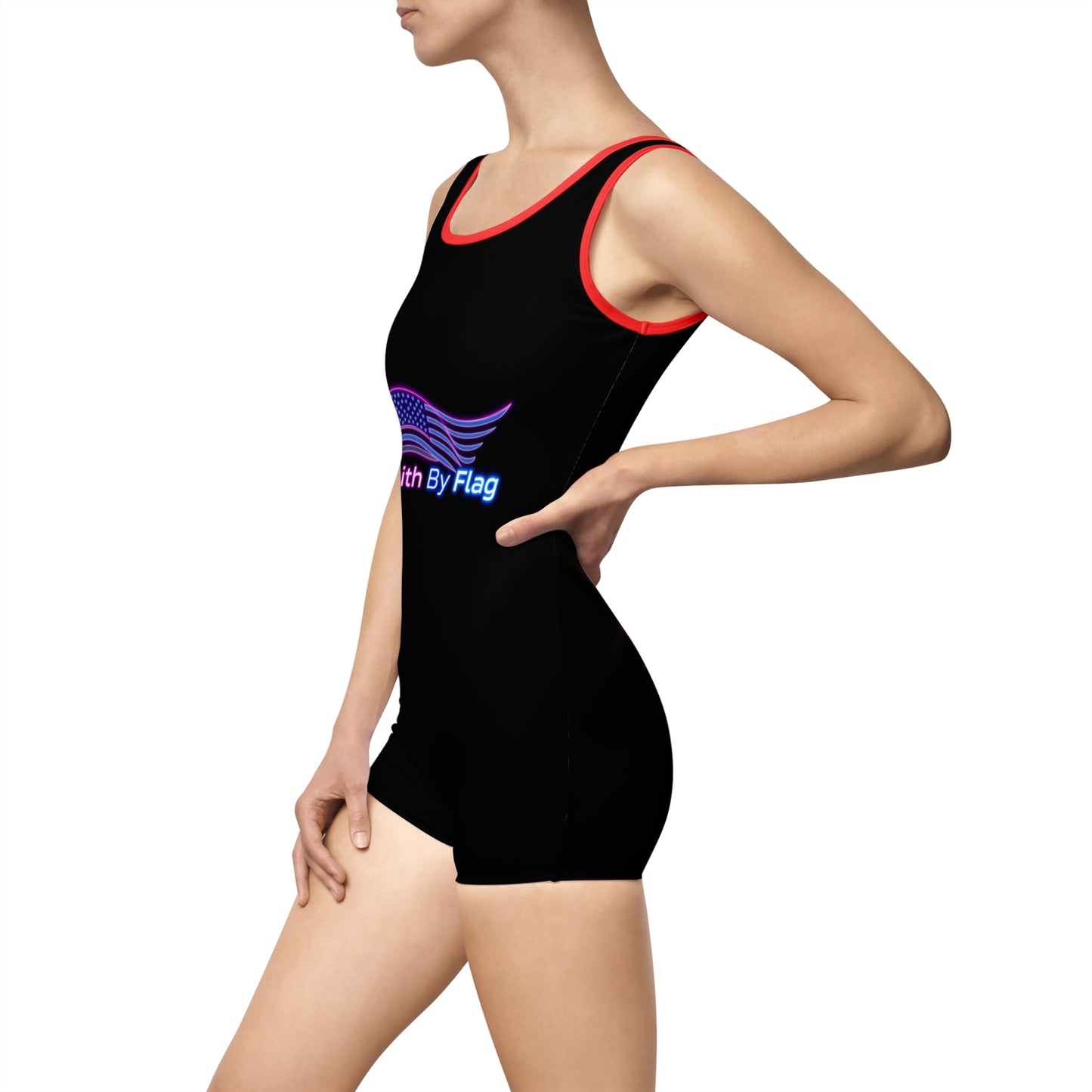 Women’s Vintage Swimsuit with Faith By Flag Design, Retro Swimwear, Beach Day Outfit, Pool Party Favor, Summer Vacation Essential