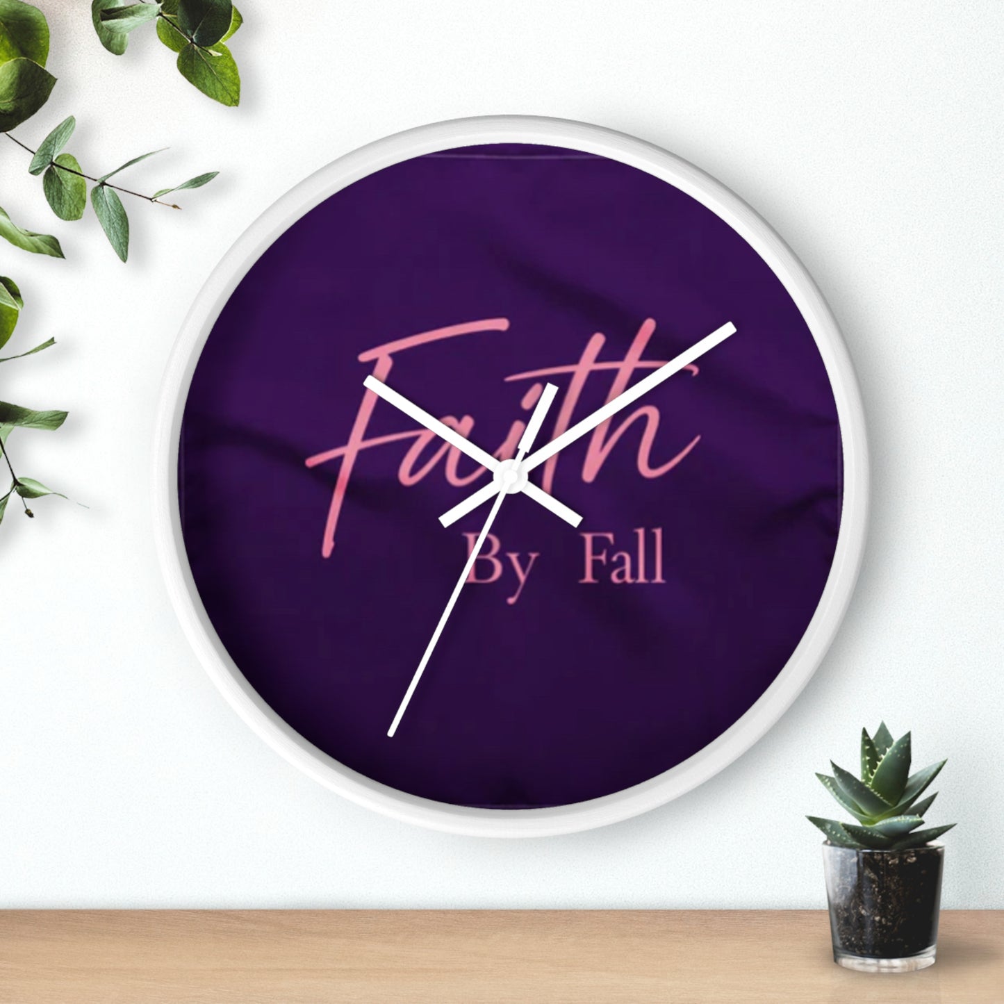Inspirational Wall Clock - 'Faith By Fall' Purple Decor