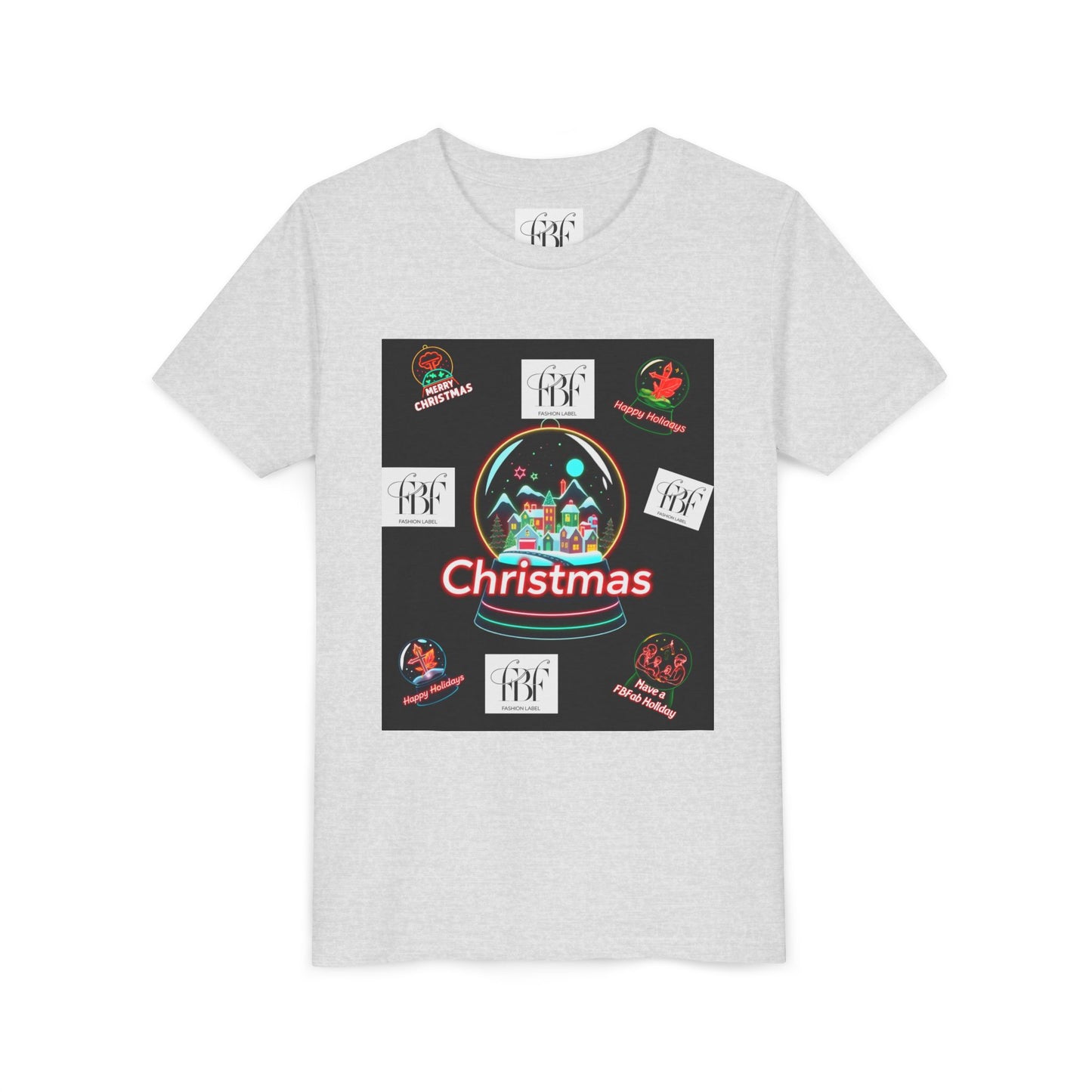 Youth Christmas Short Sleeve Tee, Holiday Tee, Xmas Gift for Kids, Fun Tee for Celebrations, Winter Festive Shirt