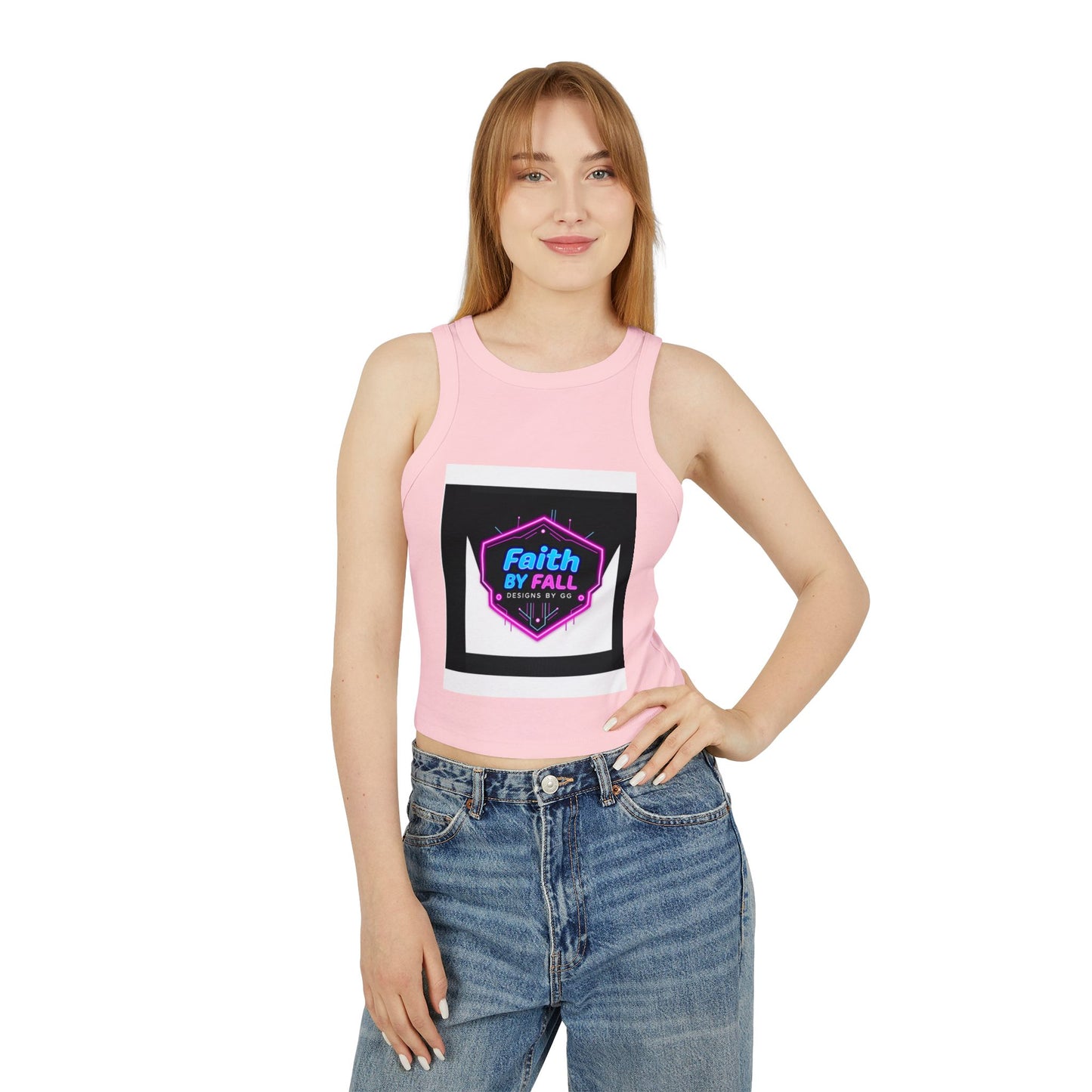 Neon Graphic Racer Tank Top, Faith by Fall, Classy Chic, Trendy Summer Top, Women’s Casual Wear, Stylish Athletic Top, Gift for Her