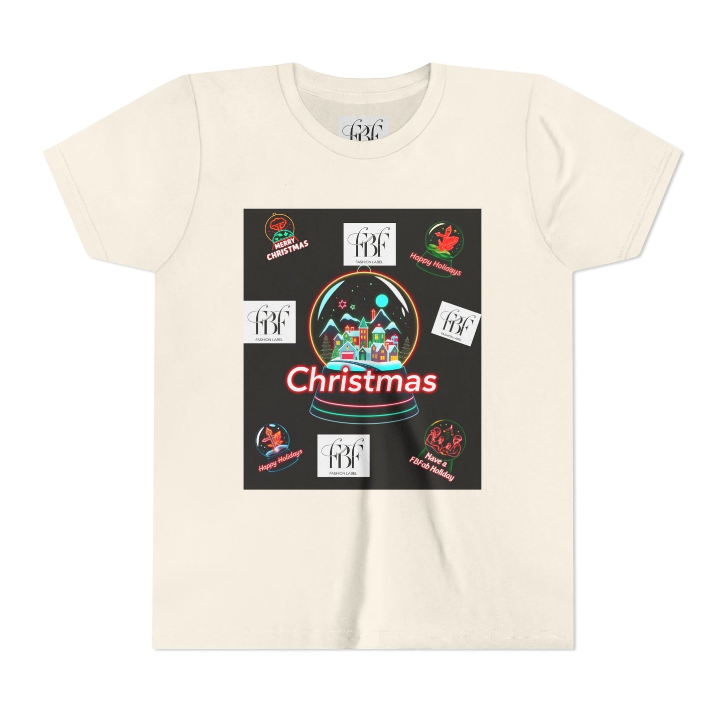 Youth Christmas Short Sleeve Tee, Holiday Tee, Xmas Gift for Kids, Fun Tee for Celebrations, Winter Festive Shirt