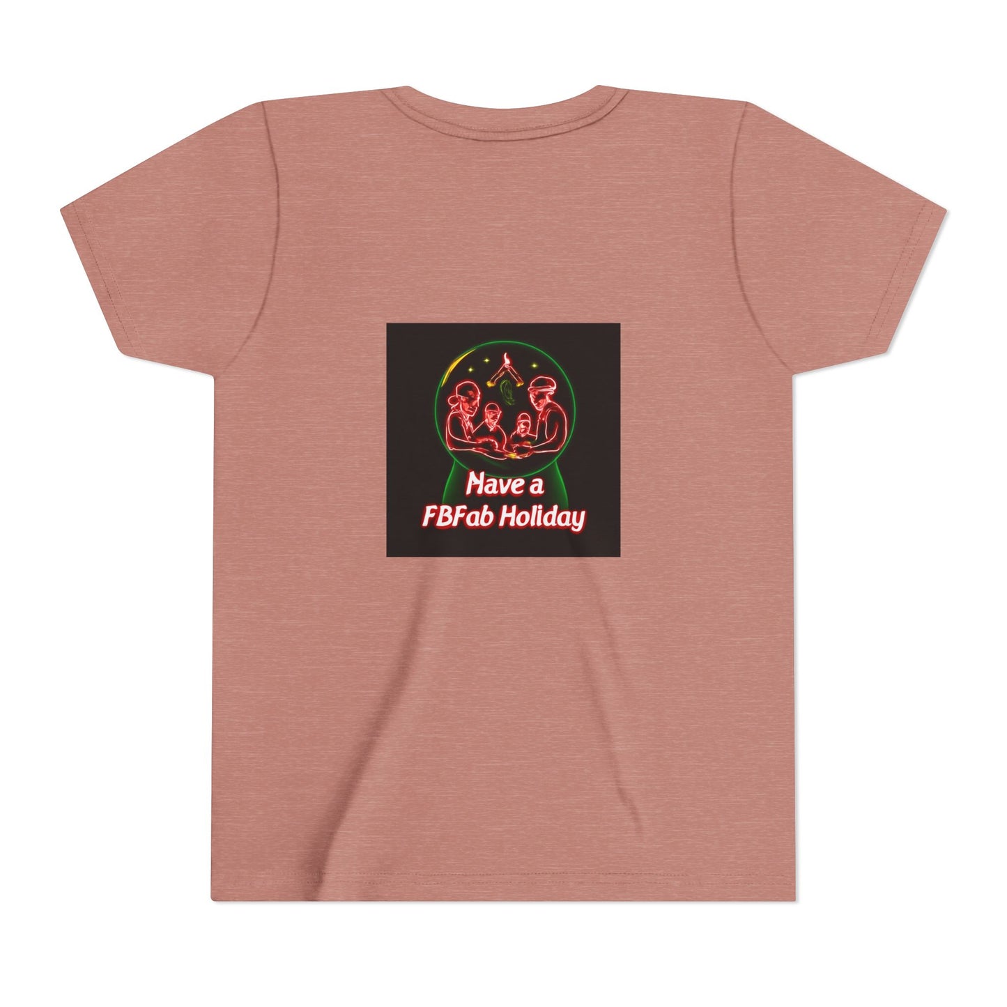 Youth Christmas Short Sleeve Tee, Holiday Tee, Xmas Gift for Kids, Fun Tee for Celebrations, Winter Festive Shirt