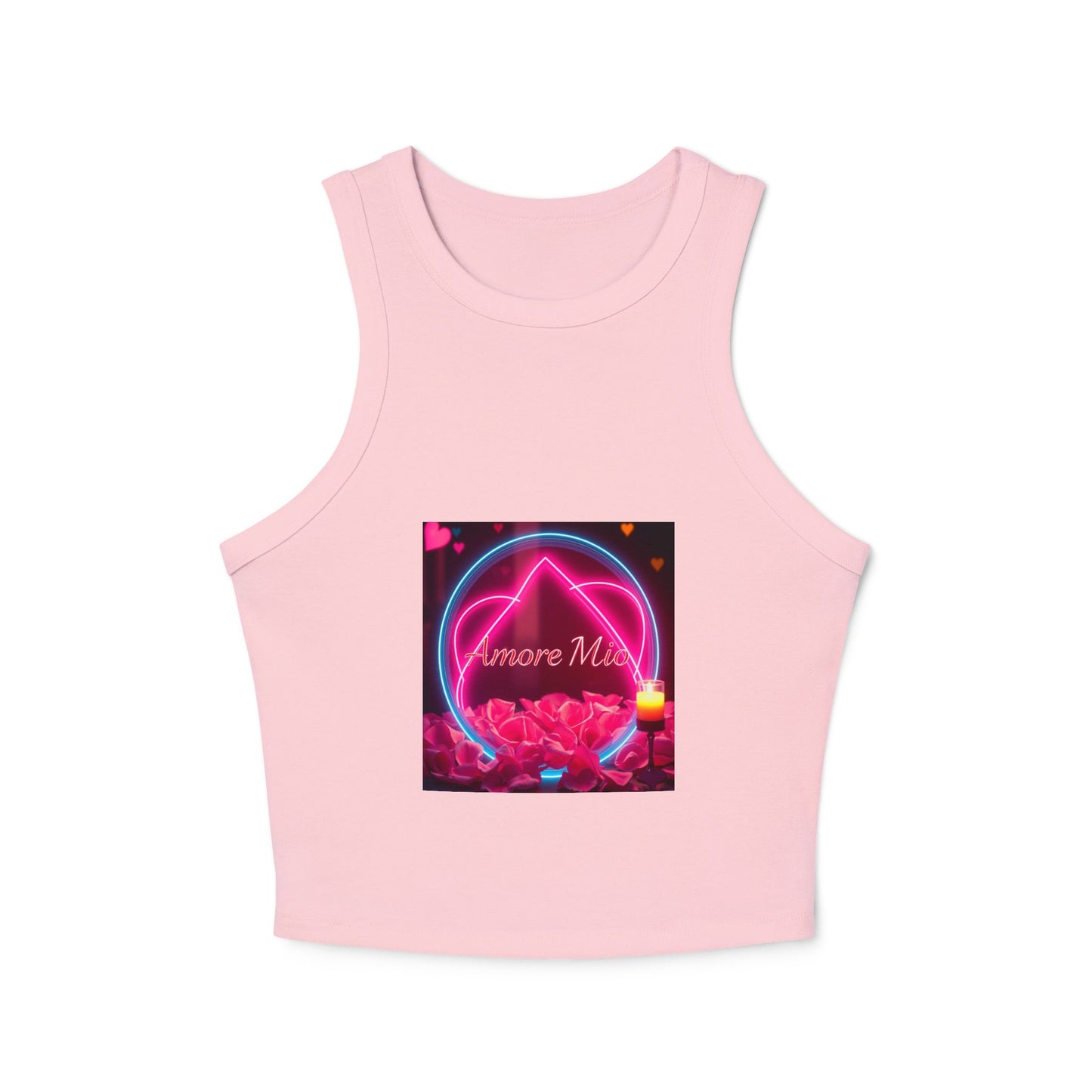 Romantic Graphic Racerback Tank, Cute Summer Top, Feminine Casual Wear, Heart Design, Gift for Her