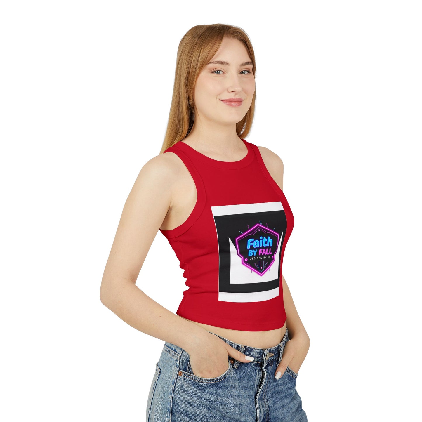 Neon Graphic Racer Tank Top, Faith by Fall, Classy Chic, Trendy Summer Top, Women’s Casual Wear, Stylish Athletic Top, Gift for Her