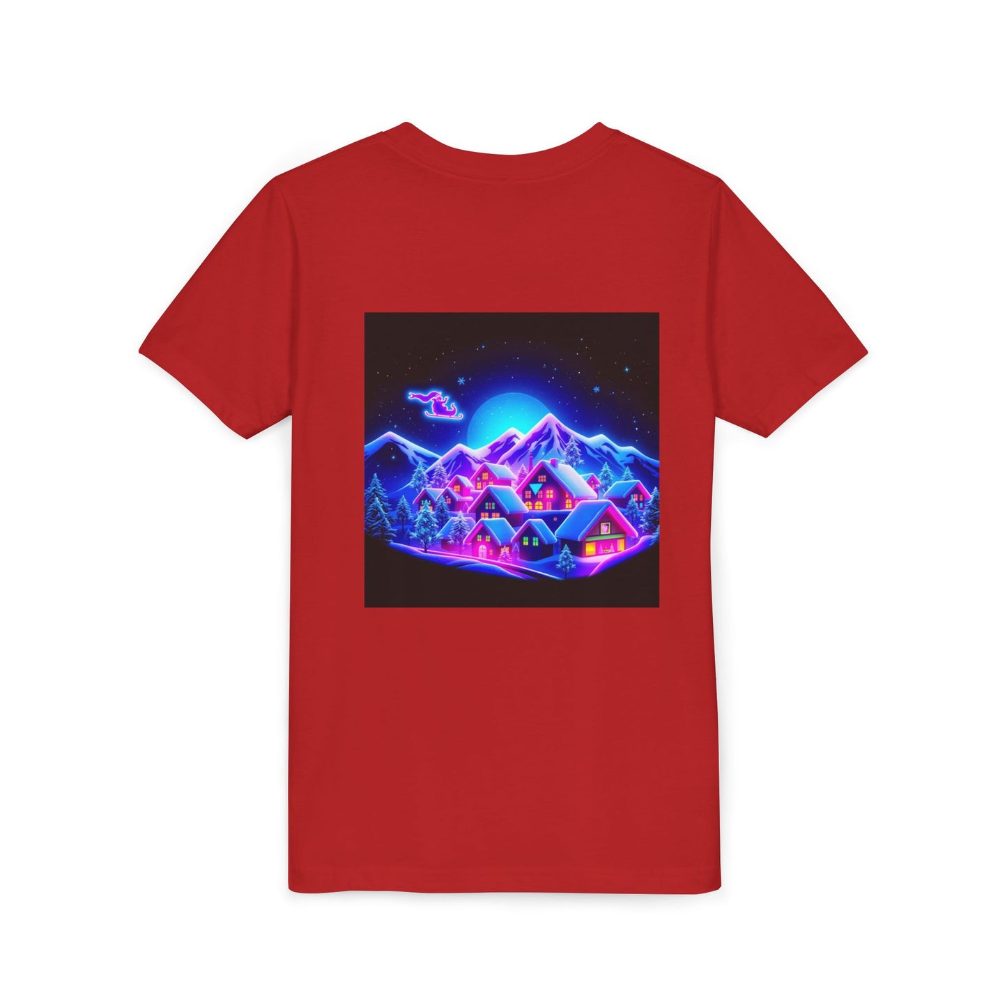 Neon Winter Village Youth Tee — Magical Snowy Night Kids T-Shirt