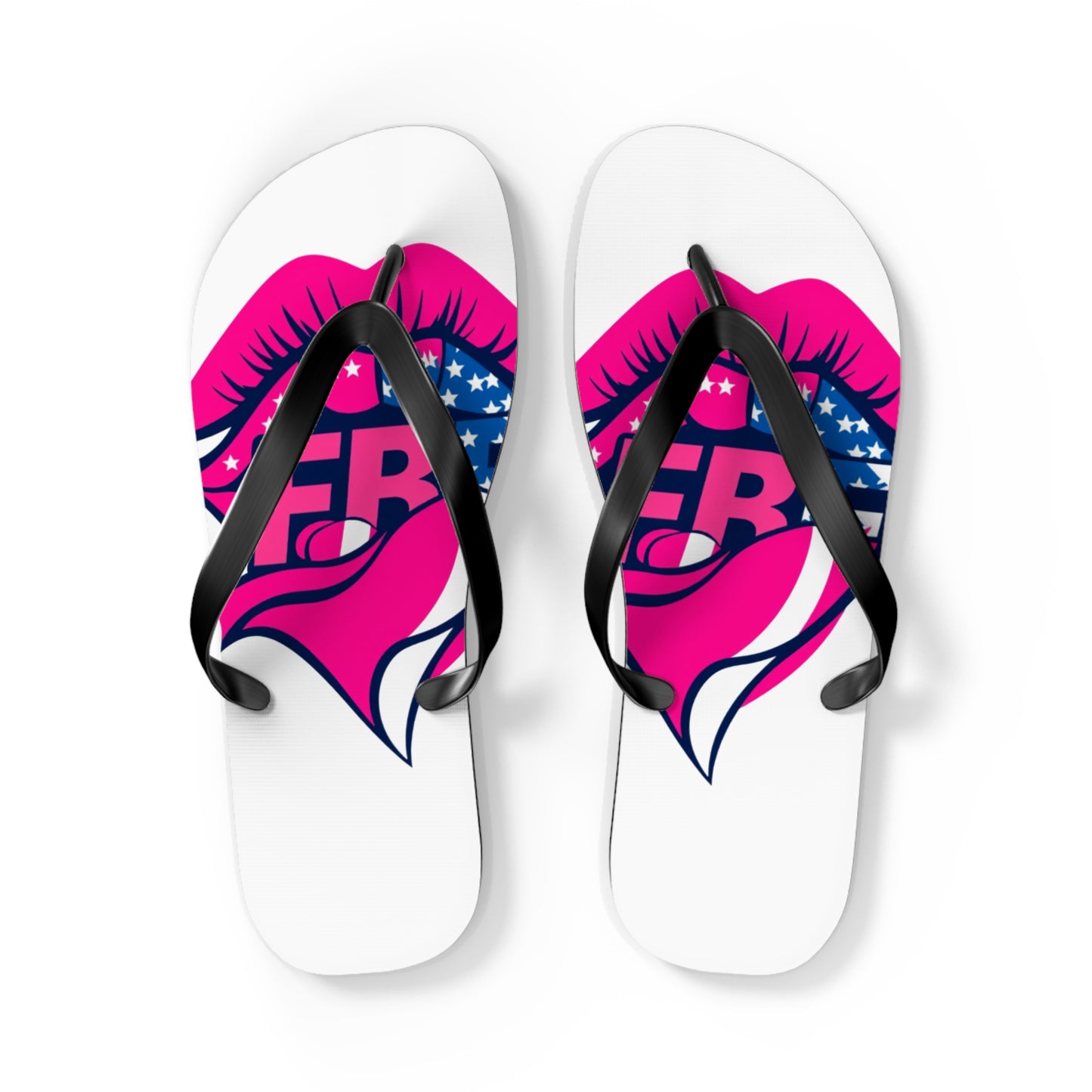 Patriotic Flip Flops with Kiss Design | Fun Summer Footwear, Vacation Sandals, Memorial Day, 4th of July, Beachwear