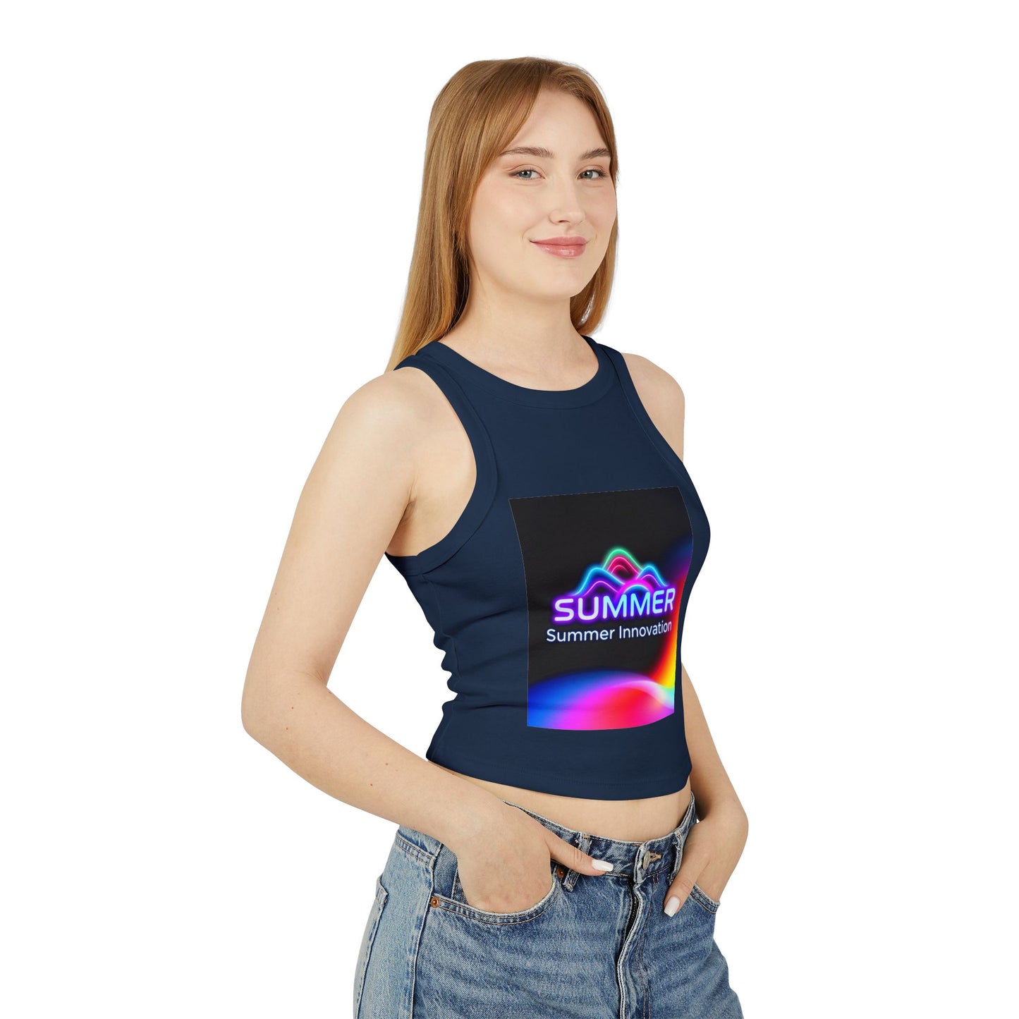 Stylish Summer Racer Tank Top, Trendy Crop Top, Fashionable Sleeveless Shirt, Summer Vibes, Women's Casual Wear, Gift for Her