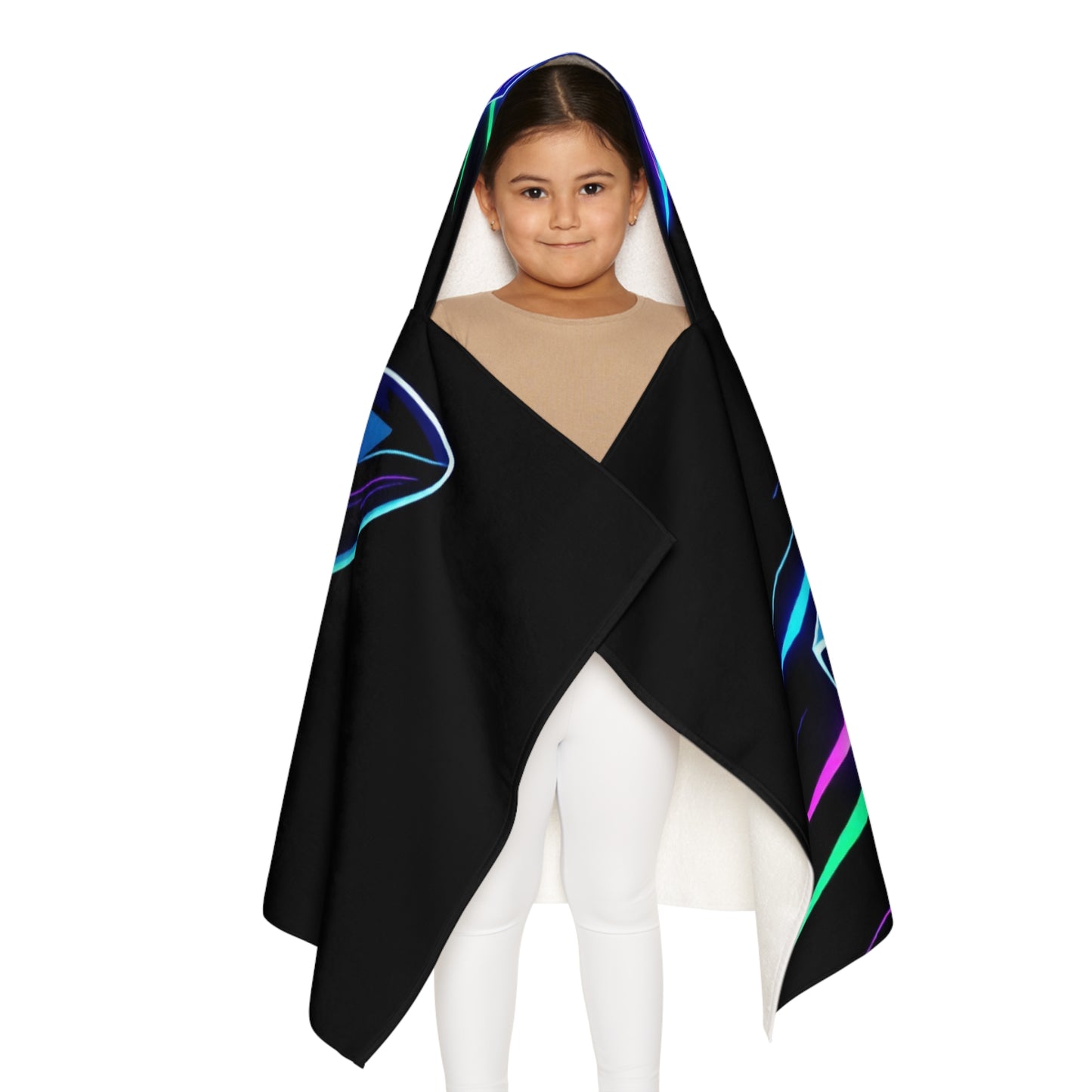 Youth Hooded Towel - Neon Speed Boat Design for Fun Summer Adventures