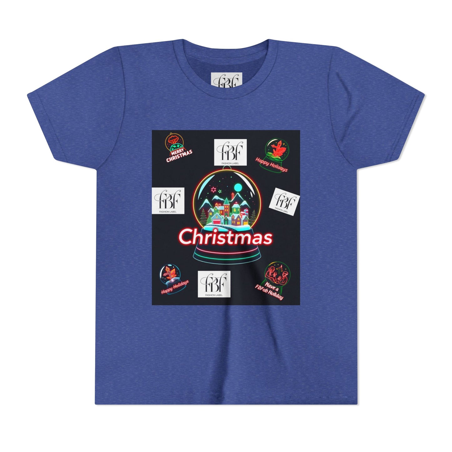 Youth Christmas Short Sleeve Tee, Holiday Tee, Xmas Gift for Kids, Fun Tee for Celebrations, Winter Festive Shirt