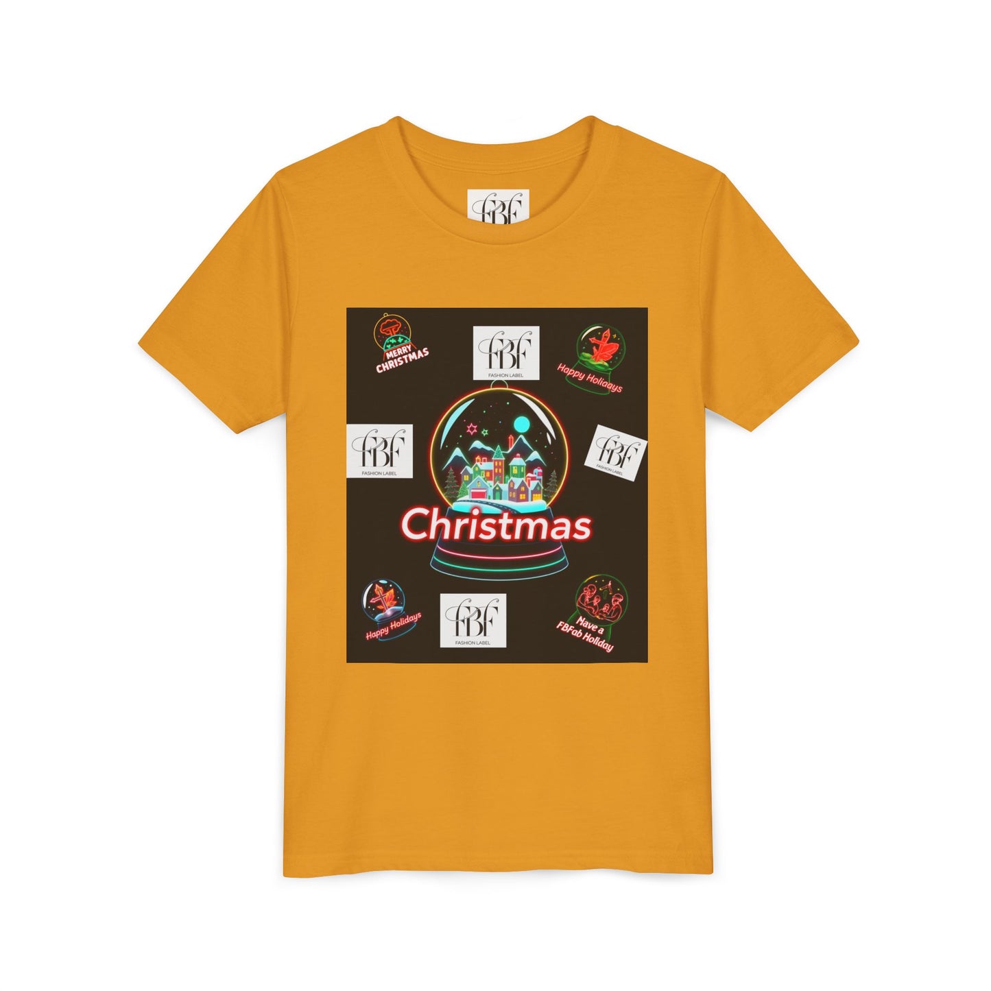 Youth Christmas Short Sleeve Tee, Holiday Tee, Xmas Gift for Kids, Fun Tee for Celebrations, Winter Festive Shirt