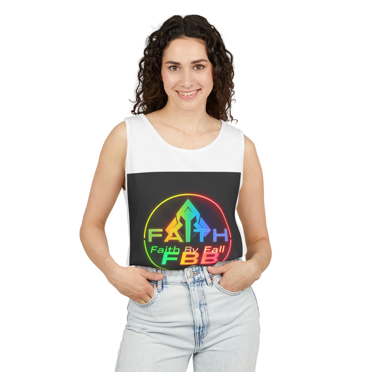 Unisex Rainbow Faith Tank Top, LGBTQ Pride Apparel, Summer Vibes Top, Festival Clothing, Faith By Fall Design