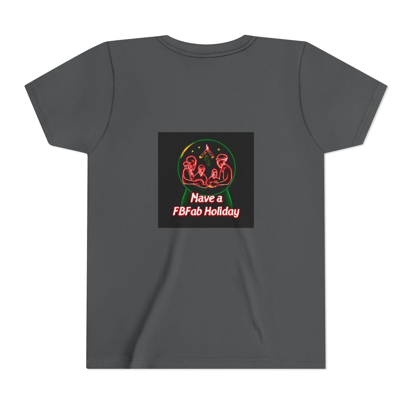 Youth Christmas Short Sleeve Tee, Holiday Tee, Xmas Gift for Kids, Fun Tee for Celebrations, Winter Festive Shirt