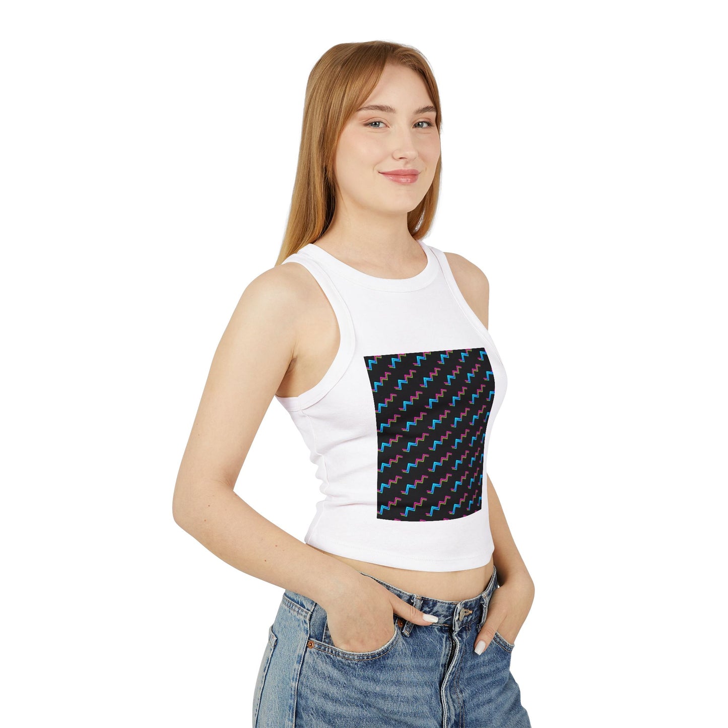 Neon Geometric Women's Racer Tank Top