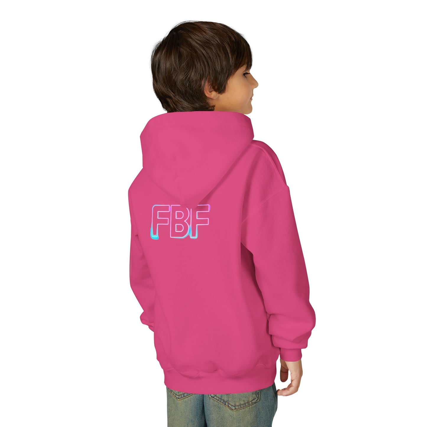 Youth Hoodie with Pastel Soundwave & FBF Back Print – Cute Music Graphic Pullover