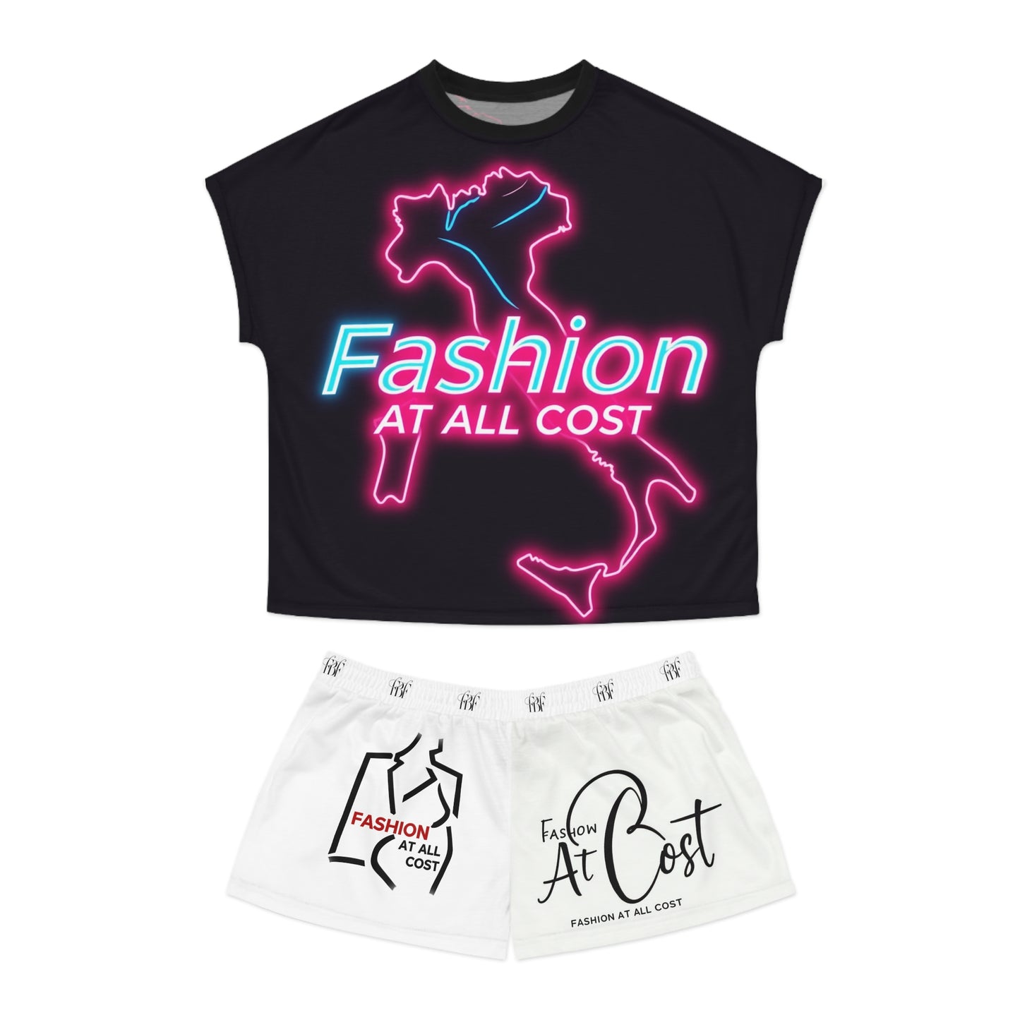 Neon Fashion Women's Short Pajama Set, Trendy Sleepwear, Cozy Loungewear, Stylish Pajama Outfit, Gift for Fashion Lovers
