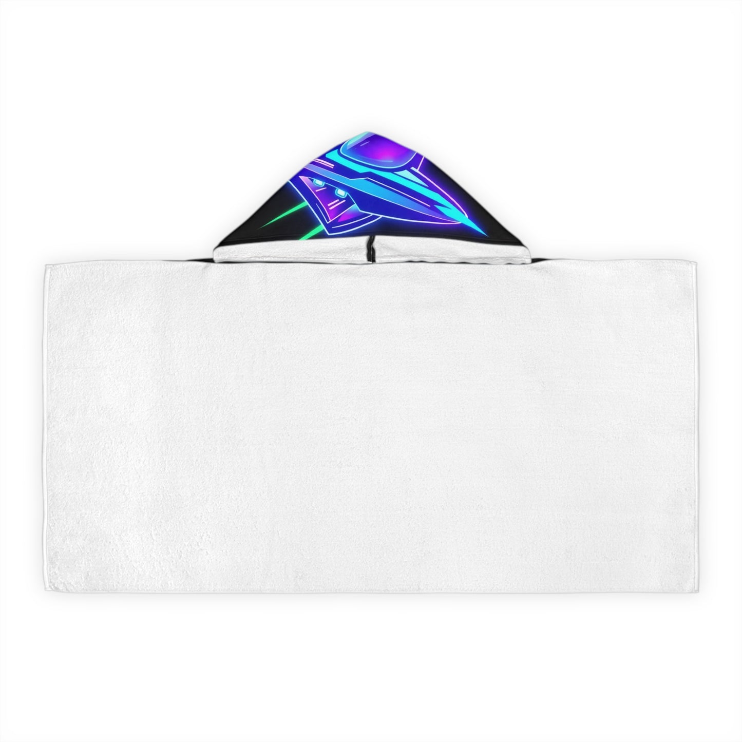 Youth Hooded Towel - Neon Speed Boat Design for Fun Summer Adventures