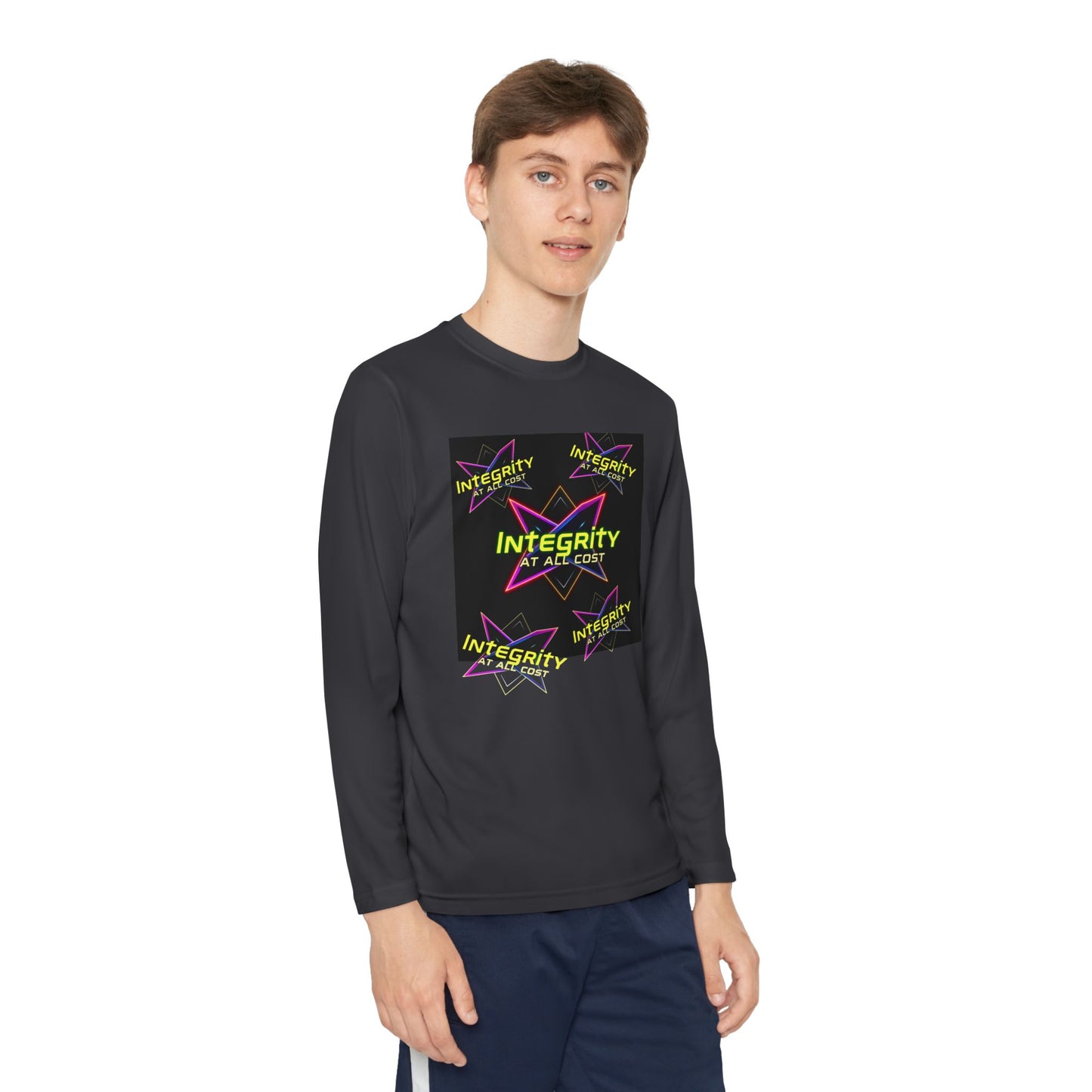 Integrity Youth Long Sleeve Tee, Cool Graphic Shirt, Motivational Apparel, Perfect for Sports, Birthday Gift