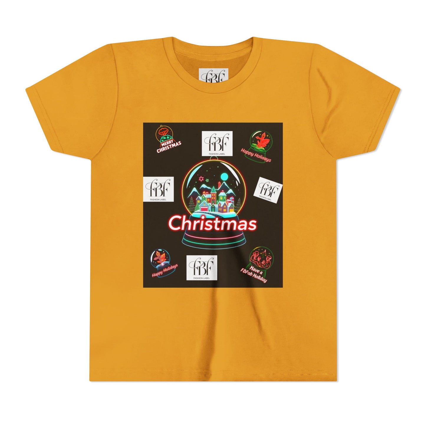 Youth Christmas Short Sleeve Tee, Holiday Tee, Xmas Gift for Kids, Fun Tee for Celebrations, Winter Festive Shirt
