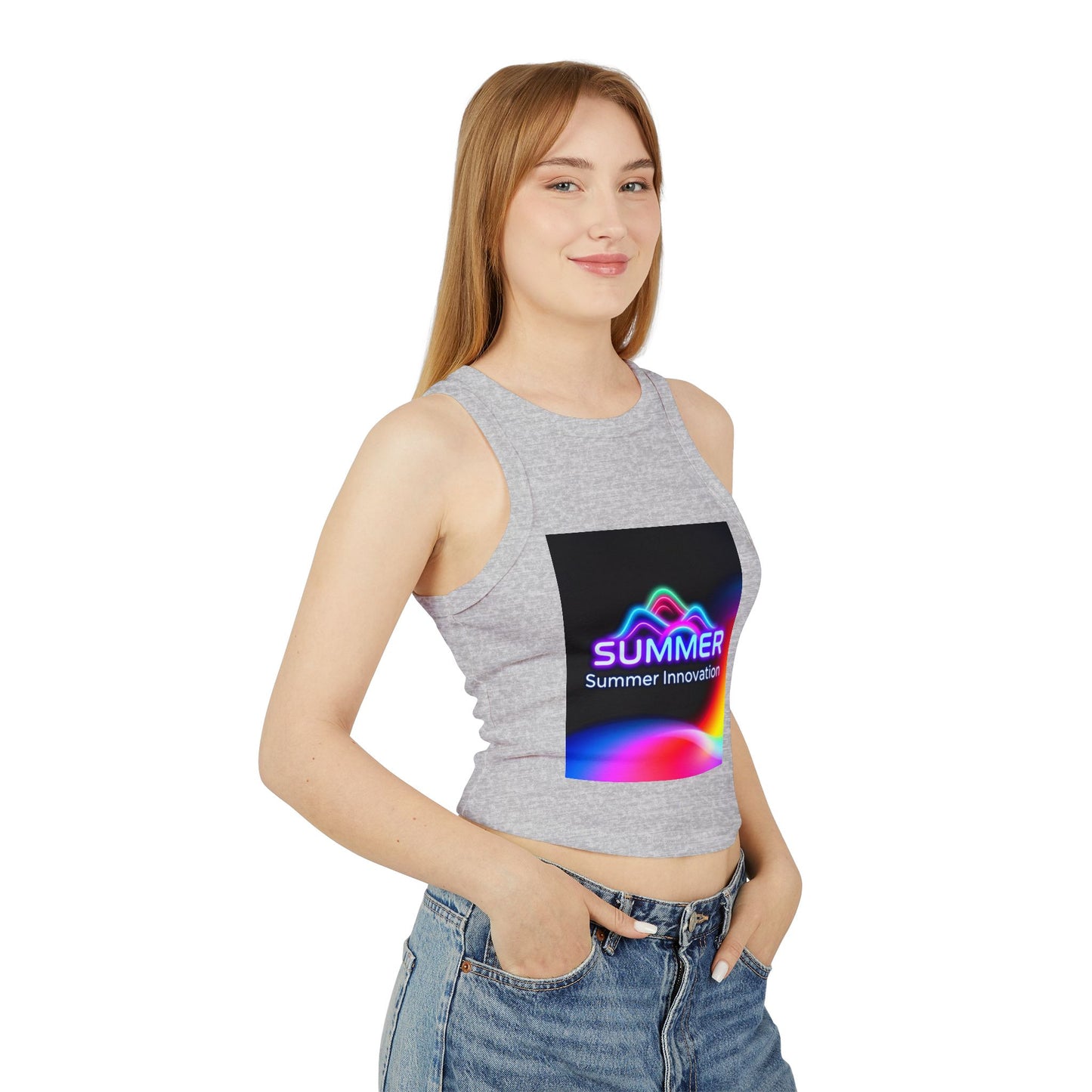 Stylish Summer Racer Tank Top, Trendy Crop Top, Fashionable Sleeveless Shirt, Summer Vibes, Women's Casual Wear, Gift for Her