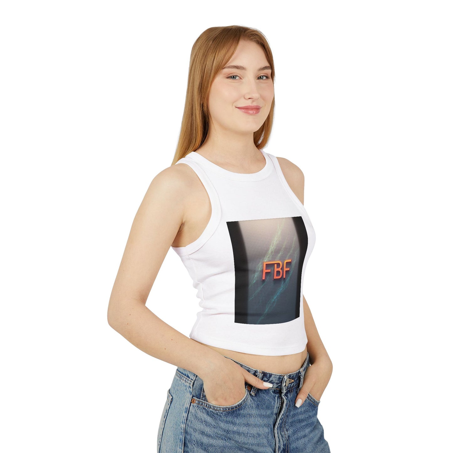 Stylish Women's Micro Rib Racer Tank Top - FBF, Italia, Casual Wear, Summer Outfits, Beach Ready, Drink Enthusiasts