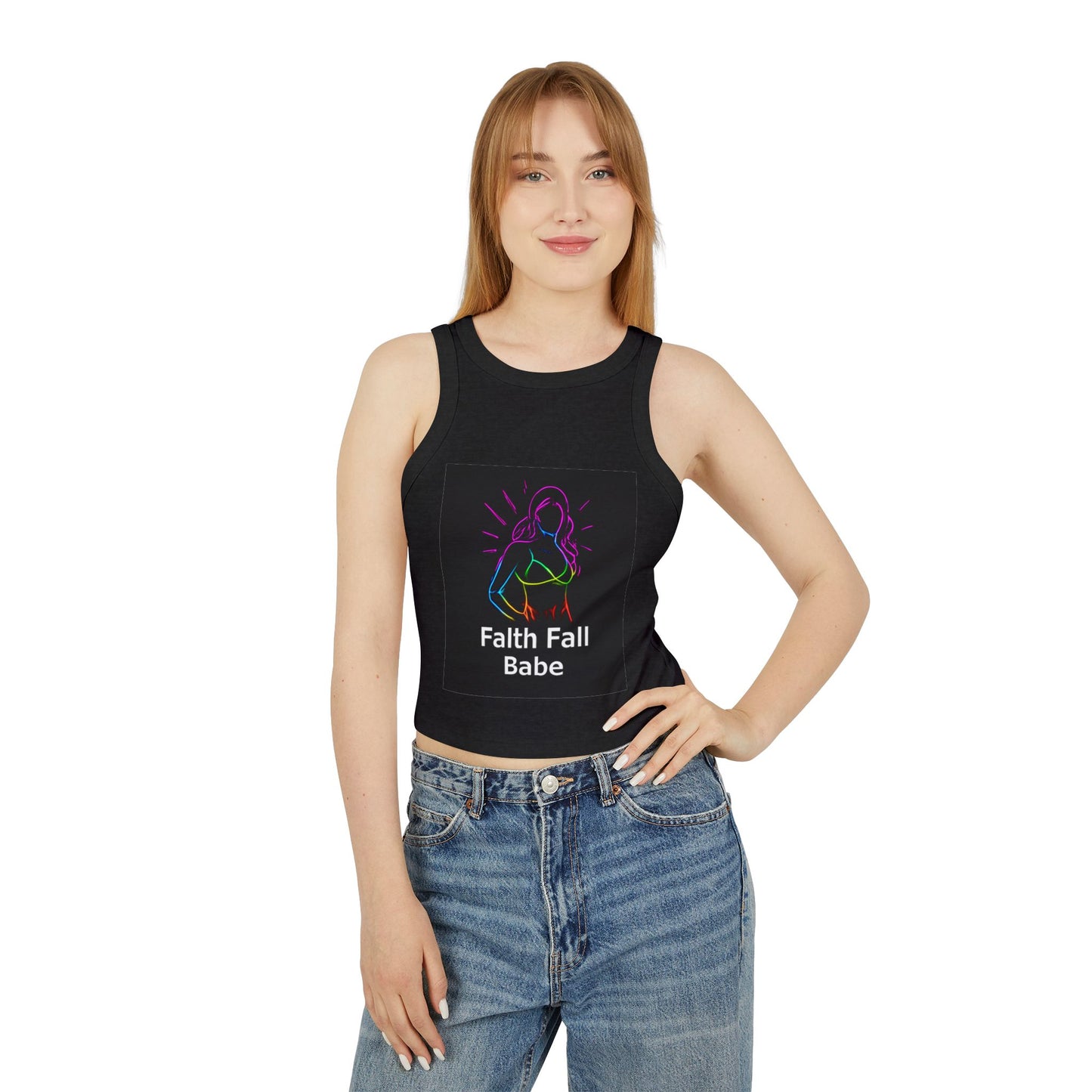 Feminine Faith Graphic Tank, Women's Racerback Top, Summer Tank Top, Cute Workout Attire, Faith & Fitness Apparel