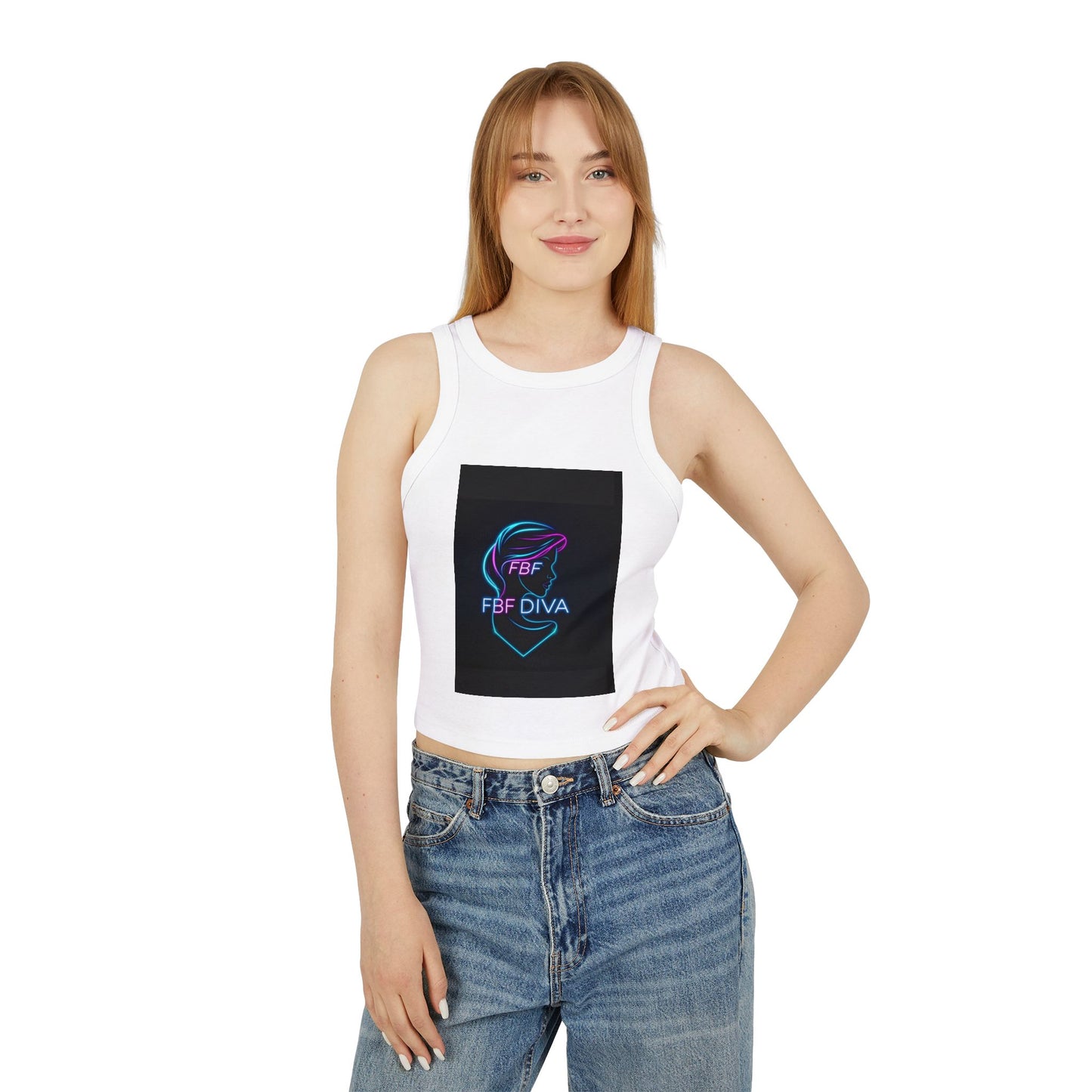 FBF Diva Women's Micro Rib Racer Tank Top | Stylish Crop Top for Summer, Party Wear, Workout, Gifts, Everyday Fashion